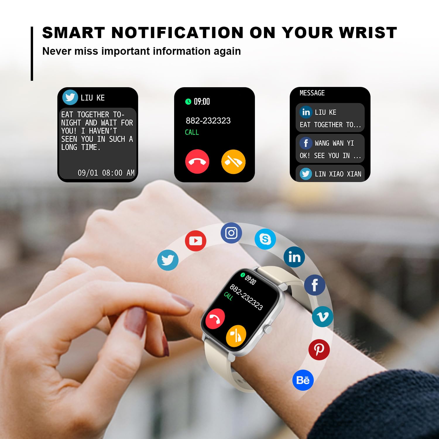 Smart Watch For Men Women Compatible With Iphone Samsung Android Phone 1.69 Full Touch Screen Watch Ip68 Waterproof Bluetooh Fit