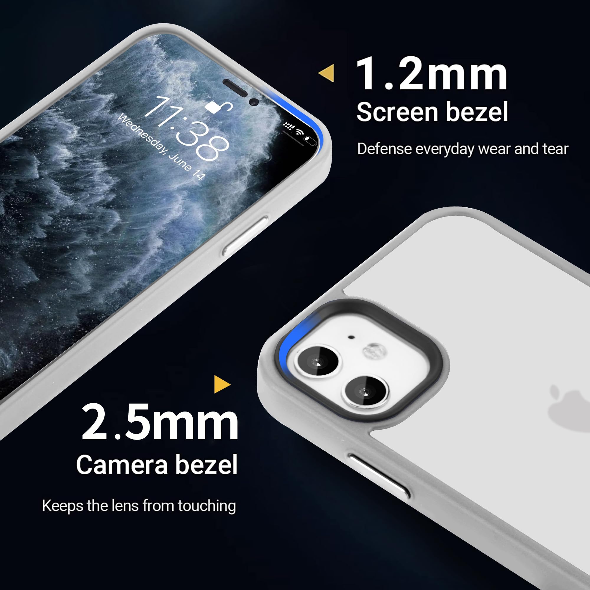 Yriklso For Iphone 11 Phone Case, Shockproof For Iphone 11 Case, Military Grade Drop Protection, Protective Hard Back Slim Trans