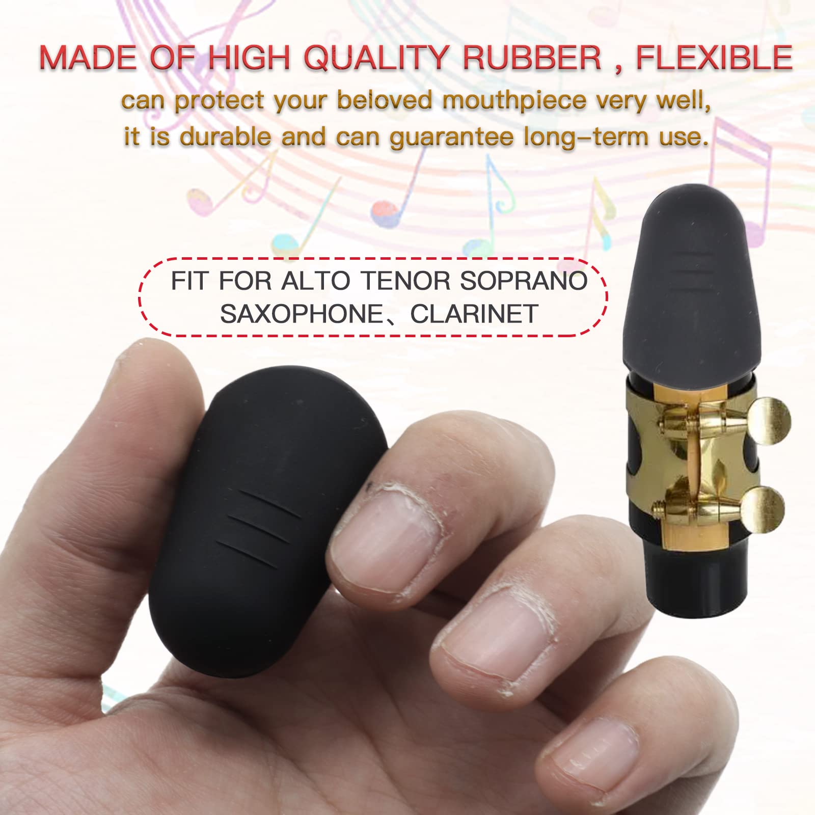 Cheerock 2Pcs Saxophone Mouthpiece Protector Cover Cap, Rubber Clarinet Mouthpiece Cap, Mouthpiece Protective Cap For Alto Saxop