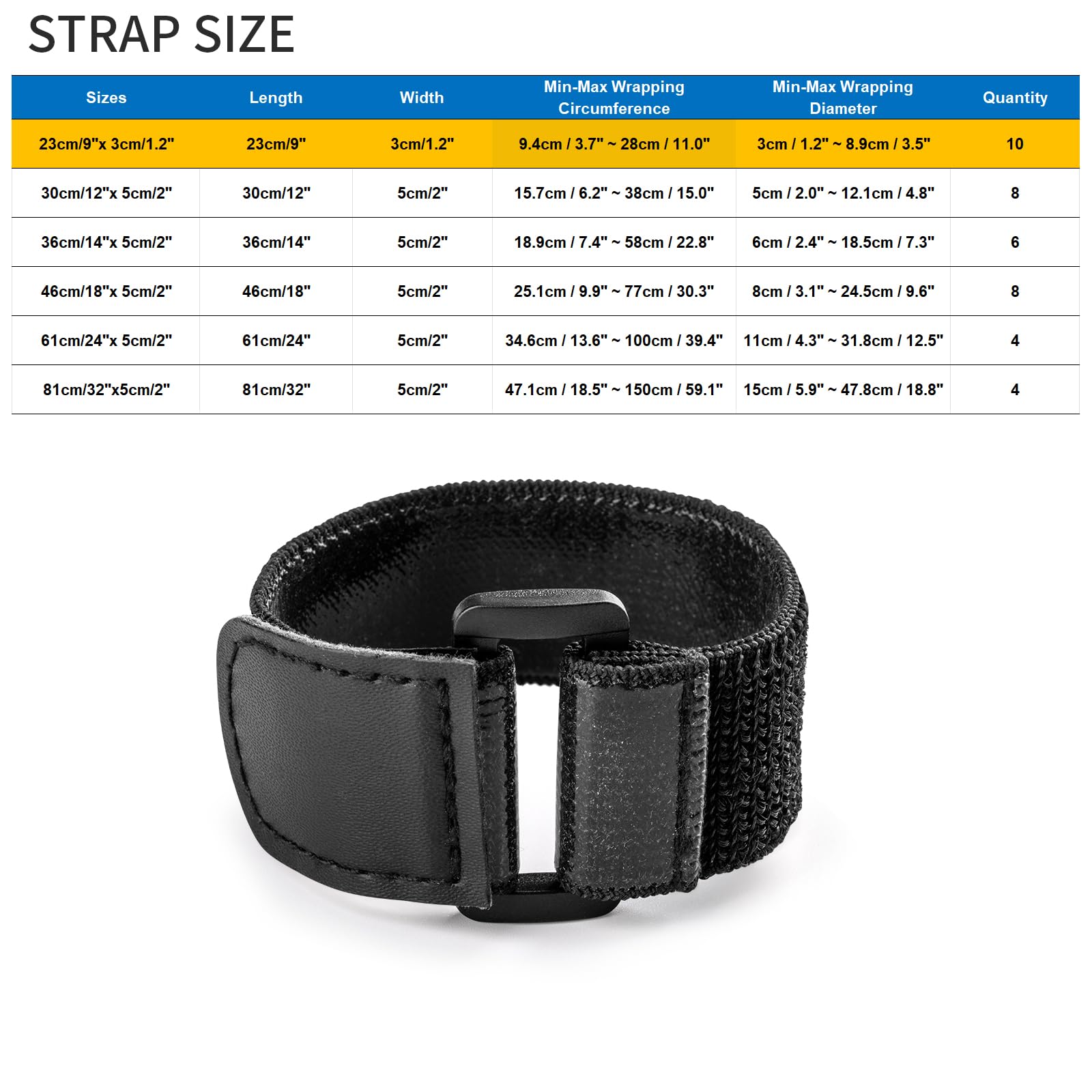 Trilancer Elastic Cinch Straps With Anti-Slip Strips, 9 X 1.2 (10 Pack) Heavy Duty Multipurpose Hook And Loop Straps For Extensi