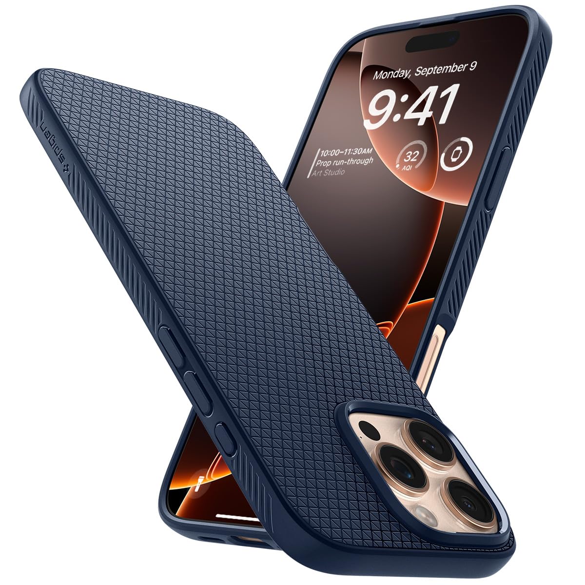 Spigen Liquid Air Designed For Iphone 16 Pro Max Case [Not Compatible With Magsafe], [Military Grade Protection]   Navy Blue