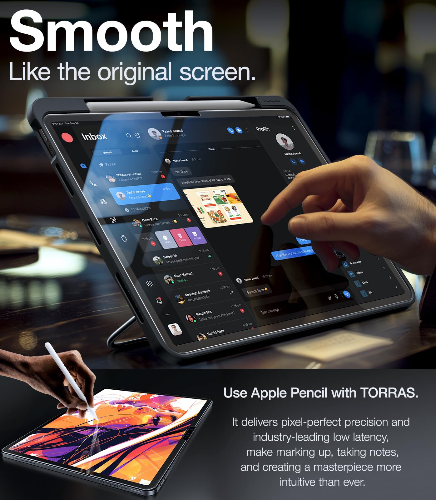 Torras Military Grade Protection For Ipad Air 11 Inch Screen Protector ( 2024, 6Th ) 9H+ Tempered Glass, One Step Installation,