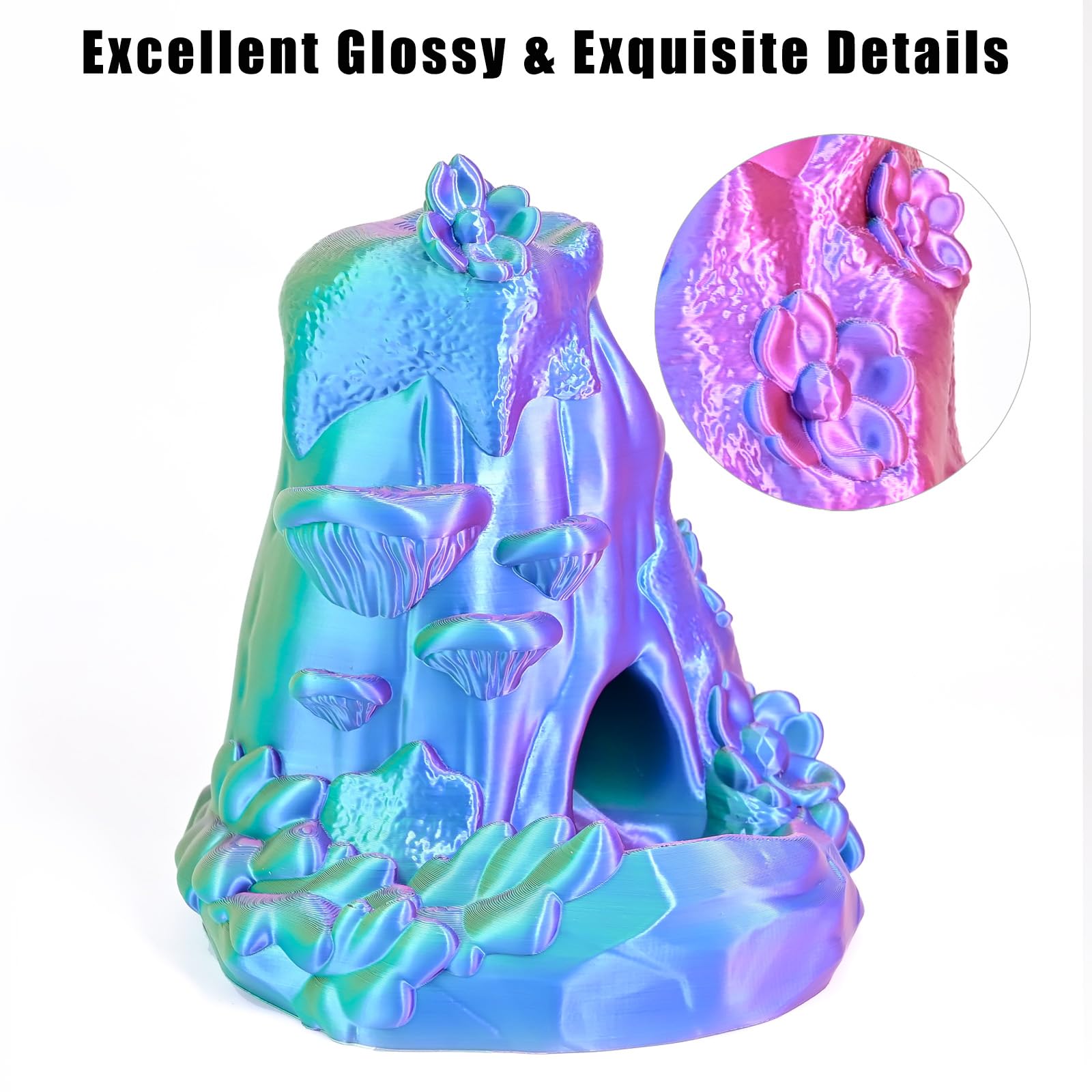 Ovv3D Pla Filament 1.75Mm Tri Colors, 3D Printer Filament Silk Pla Filament, Rainbow Pla Filament With Silk Pla Sky Blue Rose Re