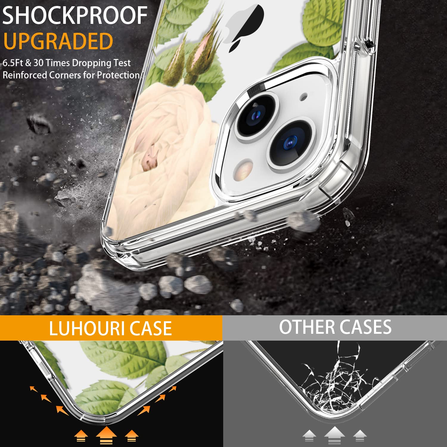 Luhouri For Iphone 15 Plus Case With Screen Protector   Crystal Clear Cover   Fashionable Pattern Design   Wireless Charging  Sl