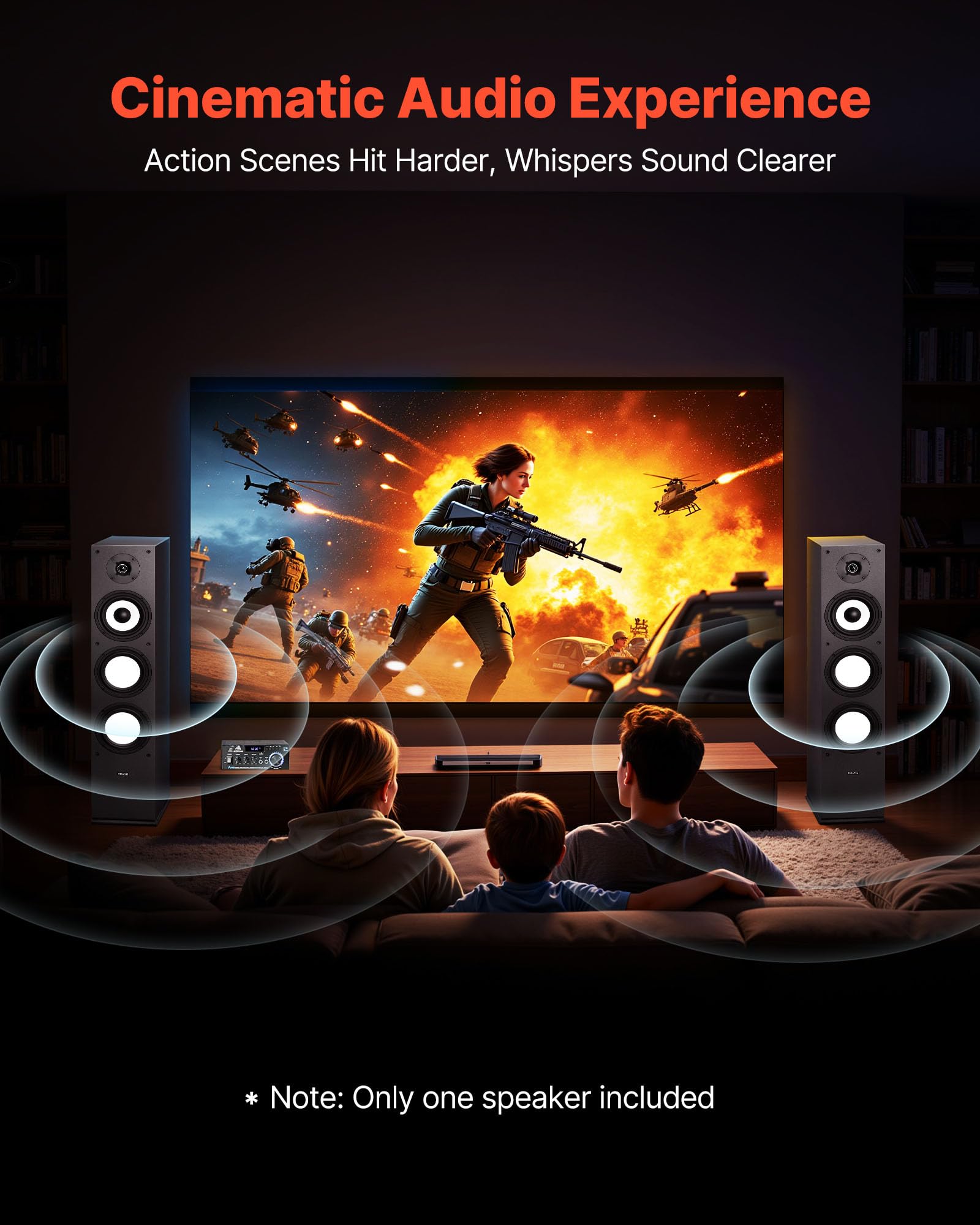 Vevor Passive Floorstanding Speaker, 2-Way, Floor-Standing Tower Speaker With 1-Inch Tweeter, 6.5-Inch Woofer, 200W Peak, 70Hz-2