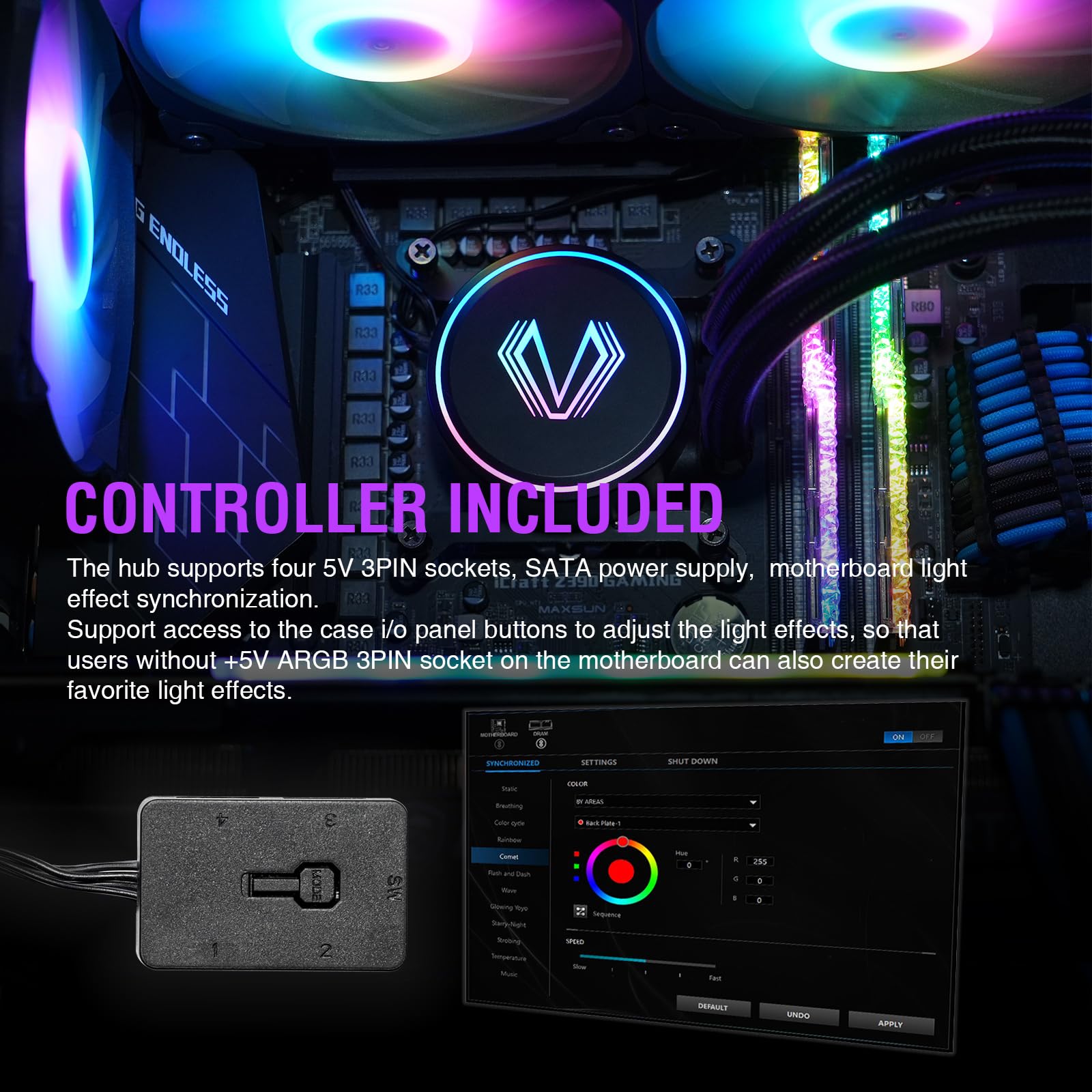 Vetroo V360 Liquid Cpu Cooler, 3X 120Mm Addressable Rgb & Pwm Fans/Pump, 360Mm Radiator 290W Tdp Aio Water Cooler W/Controller H