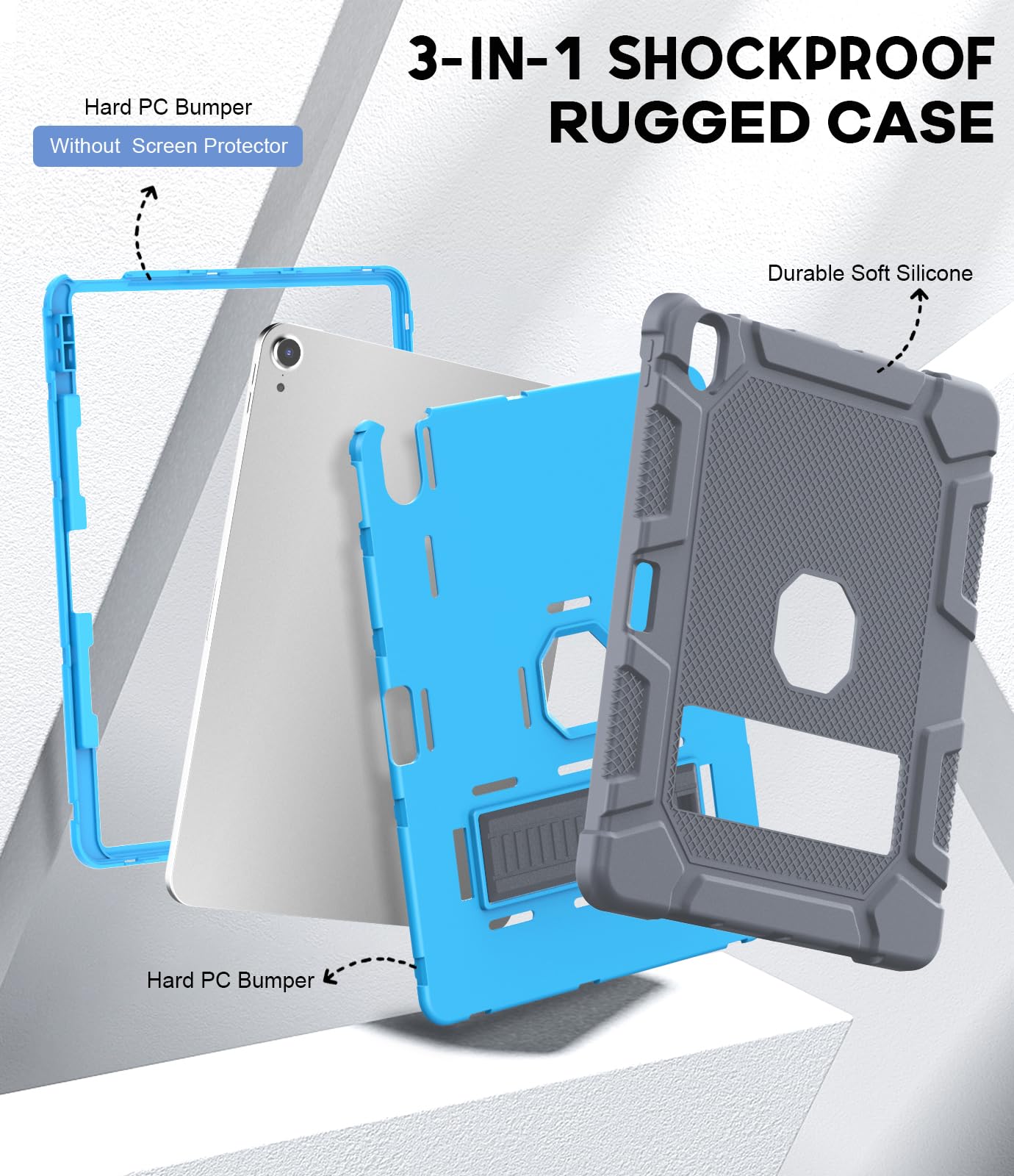 Azzsy Case For Ipad Air 13 Inch (M2) 2024 Release, [Built In Pencil Holder] Heavy Duty Shockproof Rugged High Impact Protective