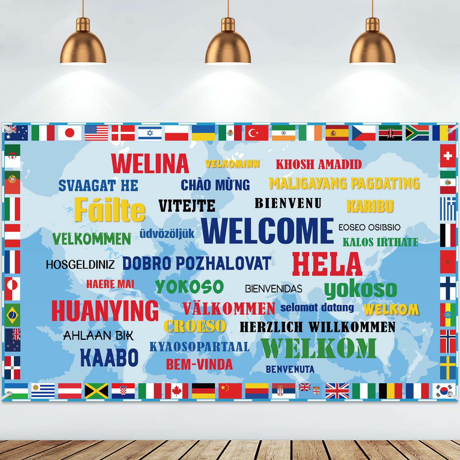 Tatuo International Flag Backdrop International Welcome Banner World Flags Background Around The World Banner Decoration for Cou