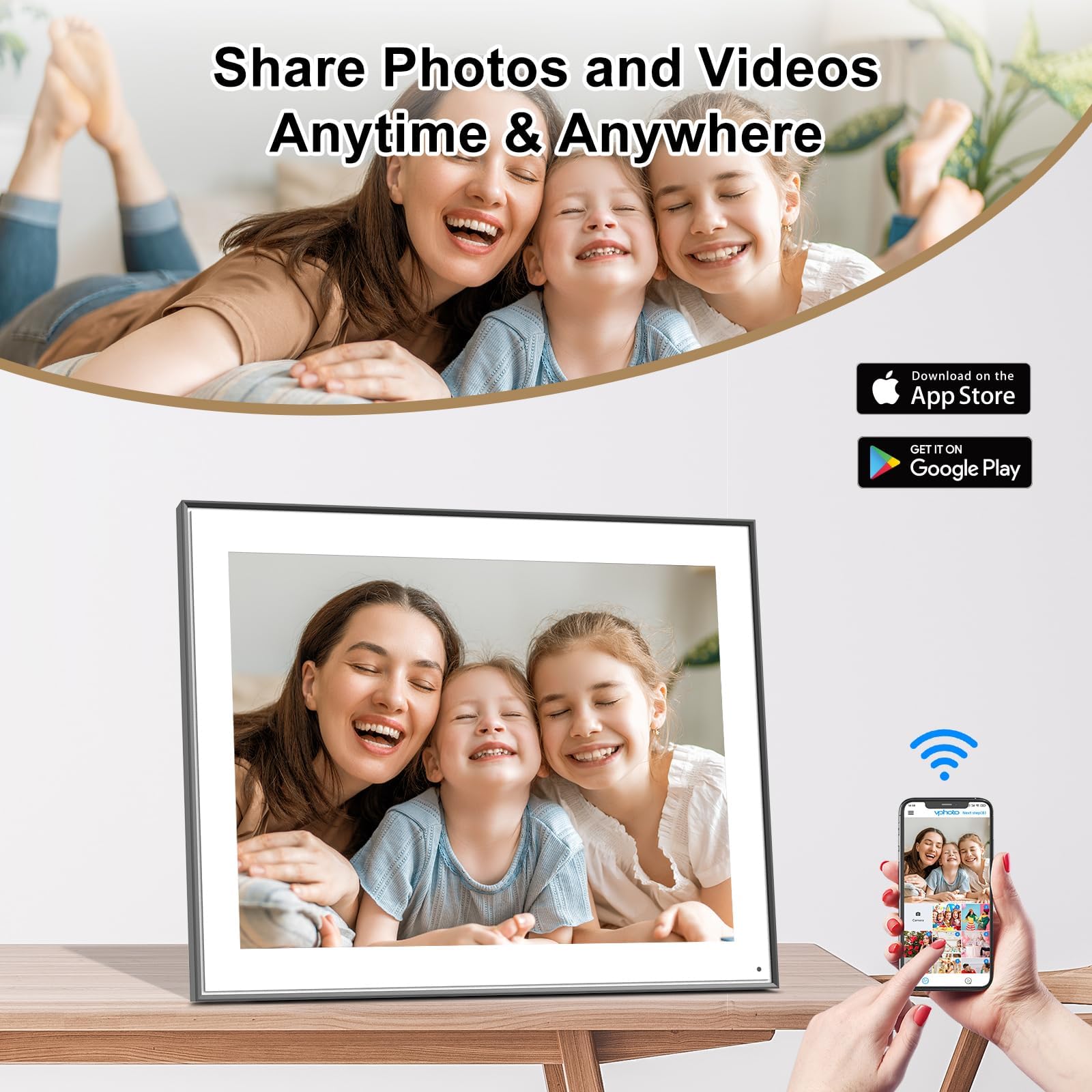 17'' Digital Picture Frame Large Digital Photo Frame   Touch Screen, Light Sensor, Full Function, Load Photo Video From Phone To