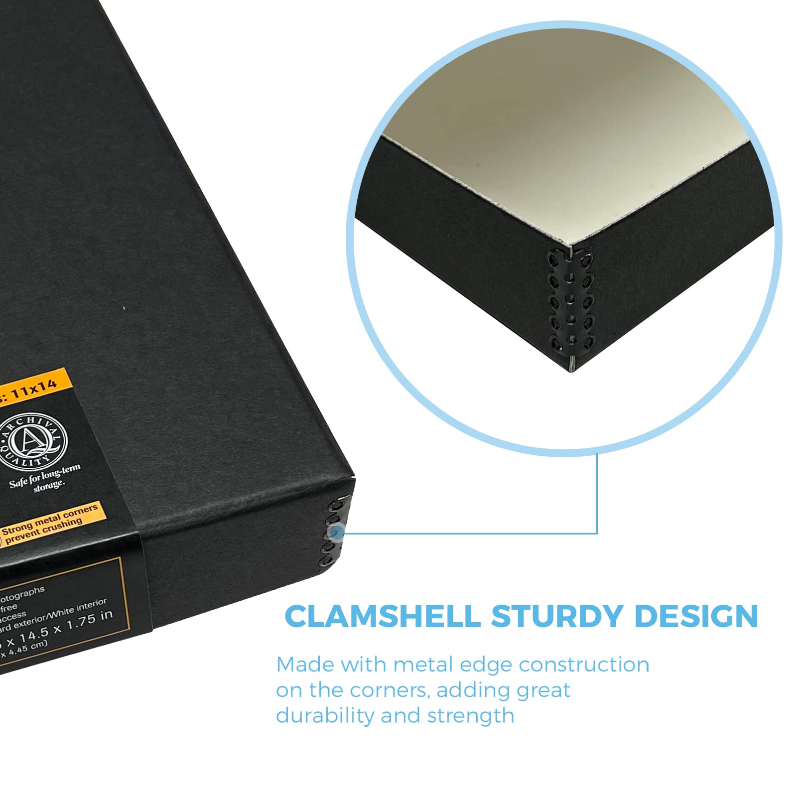 Lineco 11X14 Black Clamshell Archival Folio Storage Box. Acid Free With Metal Edge, Preserve Photos Or Documents, Crafts, Diy. (Pack Of 2)