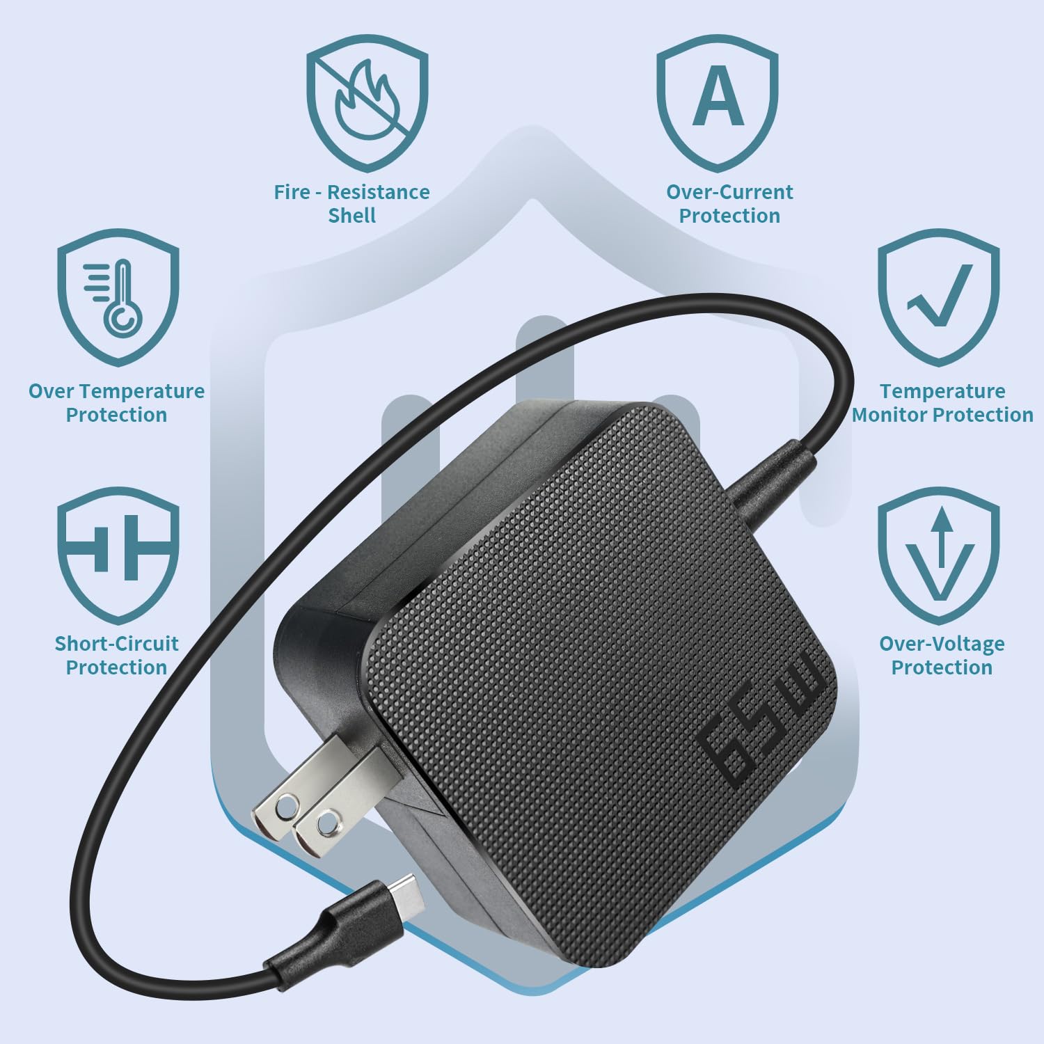 Paebai+ 65W Usb C Charger Type C Pd Wall Fast Power Adapter For Lenovo Thinkpad Yoga Hp Elitebook Spectre Dell Latitude Macbook