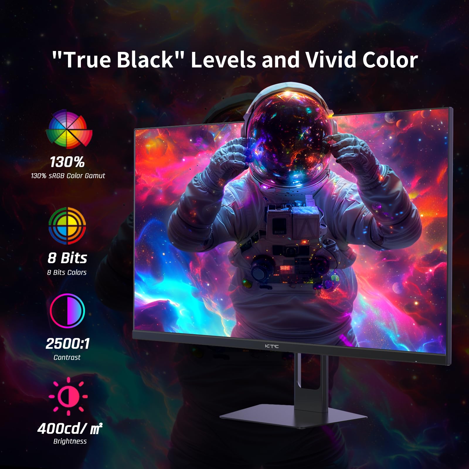 KTC 27 240Hz Gaming Monitor - 1440p, 1ms, HDR400, 130% sRGB, HDMI & DisplayPort, AdaptiveSync, VESA Tilt,