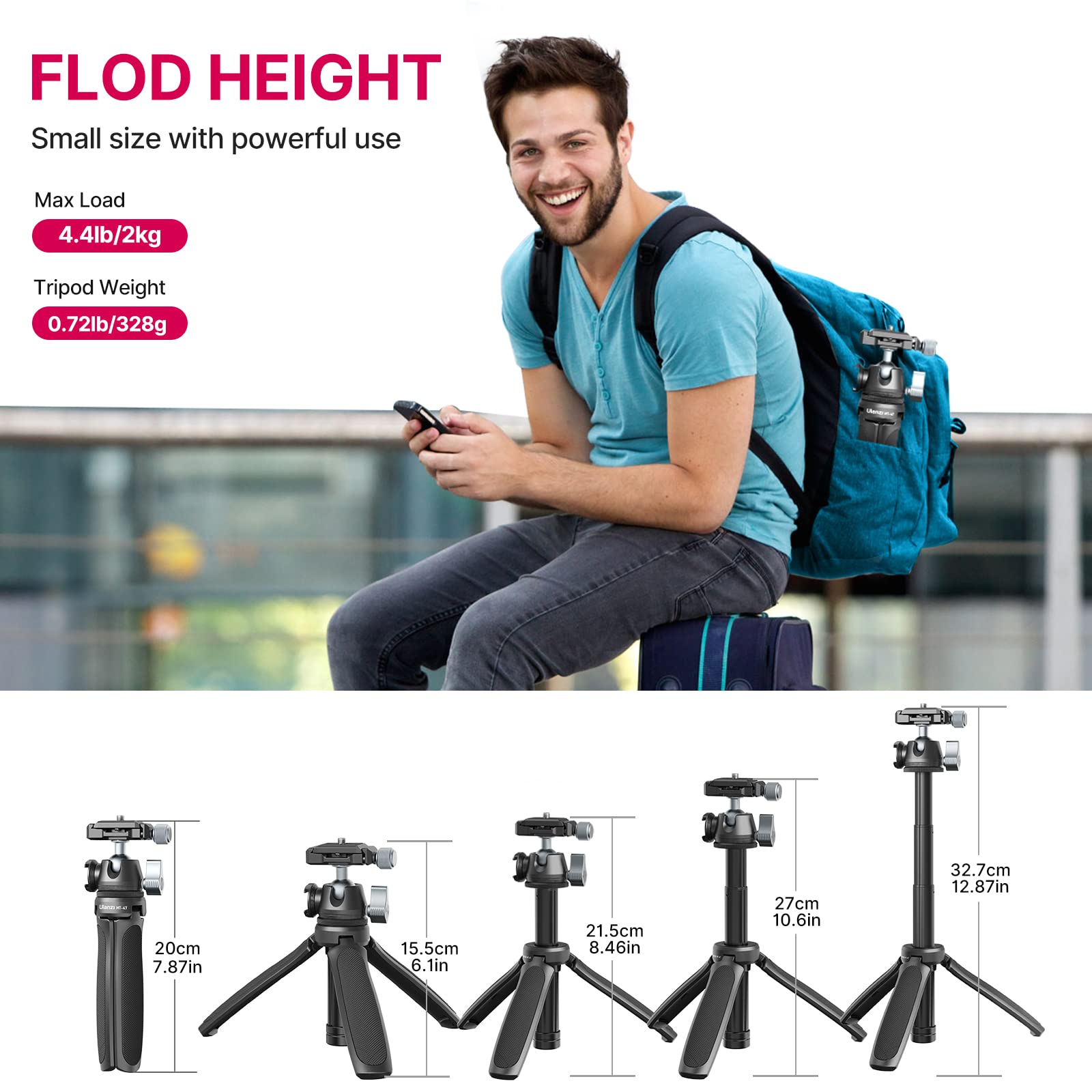 Ulanzi Mt-47 Camera Tripod Aluminum Alloy Mini Travel Phone Tripod Stand Compact Desktop Tripod For Dslr, 360 Ball Head With 1/4