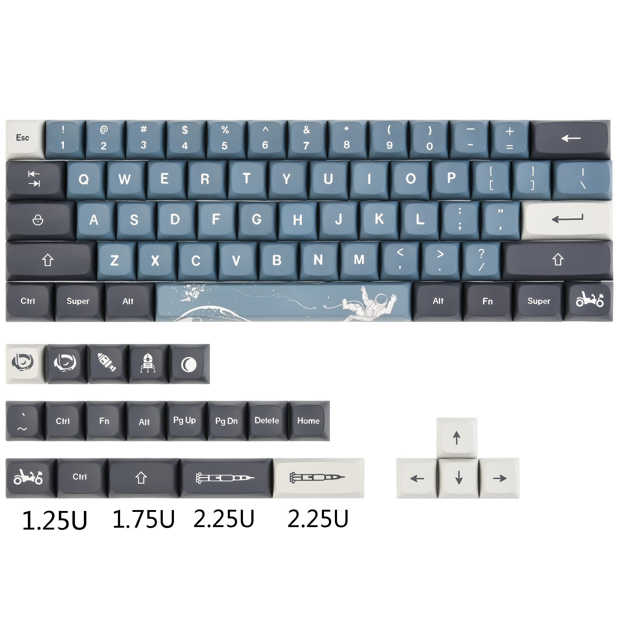 Surmen Pbt Keycaps Xda Keycaps Dye Sublimation 60% Custom Keycaps 60 Percent For Cherry Mx Switches Mechanical Keyboard(Apollo)