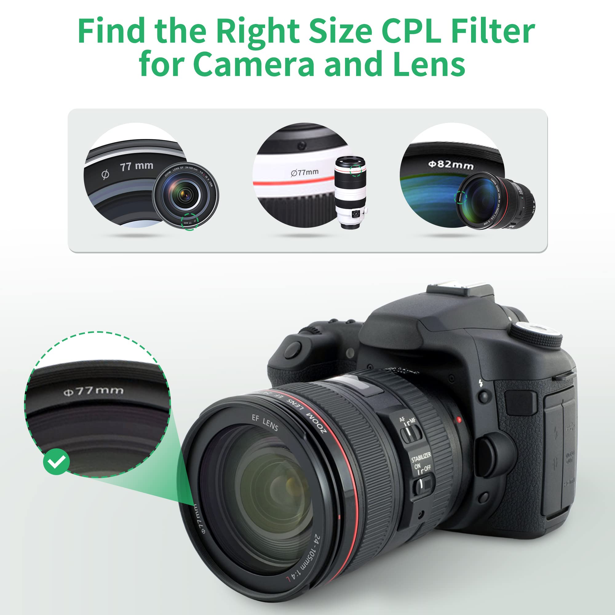 Profezzion 40.5Mm Circular Polarizer Filter For Sony A6000 A6100 A6300 A6400 Zv-E10 With E Pz 16-50Mm Kit Lens, Ultra Slim Multi