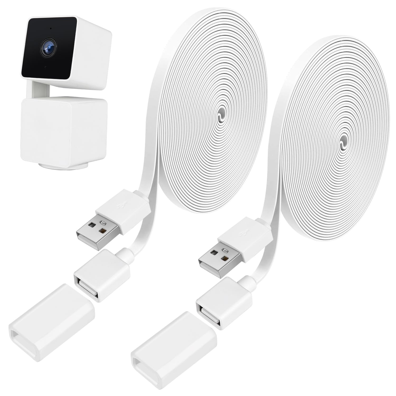 2Pack 25Ft/7.5M Usb Extension Cable Compatible With Wyze Cam Pan V3/V3 Pro/V2, Wyze Cam V4/V3, Wyze Cam Og, Wyze Cam V2, Waterpr