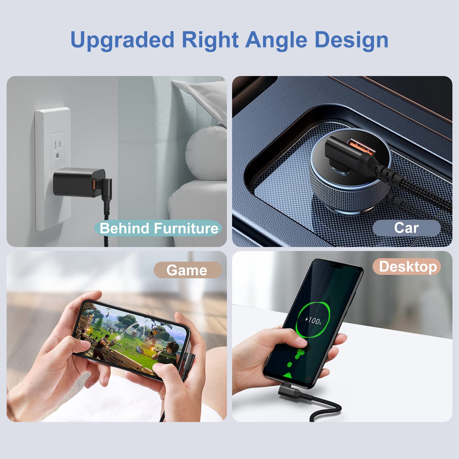 Besgoods Short Usb C To Usb C Cable 1.5Ft, Right Angle 20Gbps Data Transfer 100W Fast Charging 4K Video Output Usb 3.2 Gen2X2 Ty