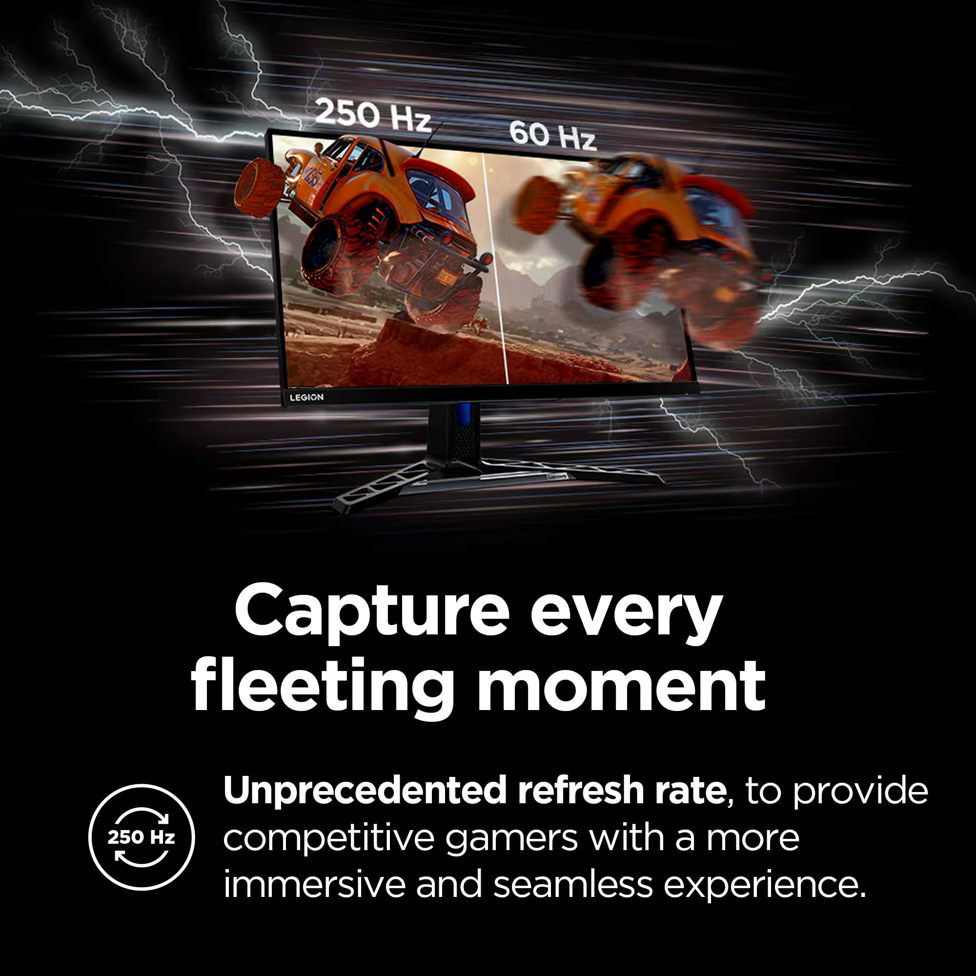 Lenovo Legion Y27Qf-30 Gaming Monitor, 27    Qhd Display, 250Hz, 0.5Ms Response, Amd Freesync Premium, 400 Nits, Lift/Tilt/Pivot