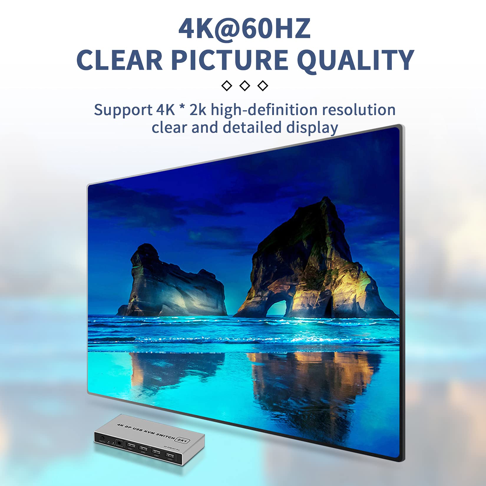 2 Port Displayport Kvm Switch 4K@60Hz, Bolaazul Dual-Port Displayport Dp 1.2 Kvm Switcher 2X1 4Kx2K@60Hz 2K(2560X1440)@144Hz Sup