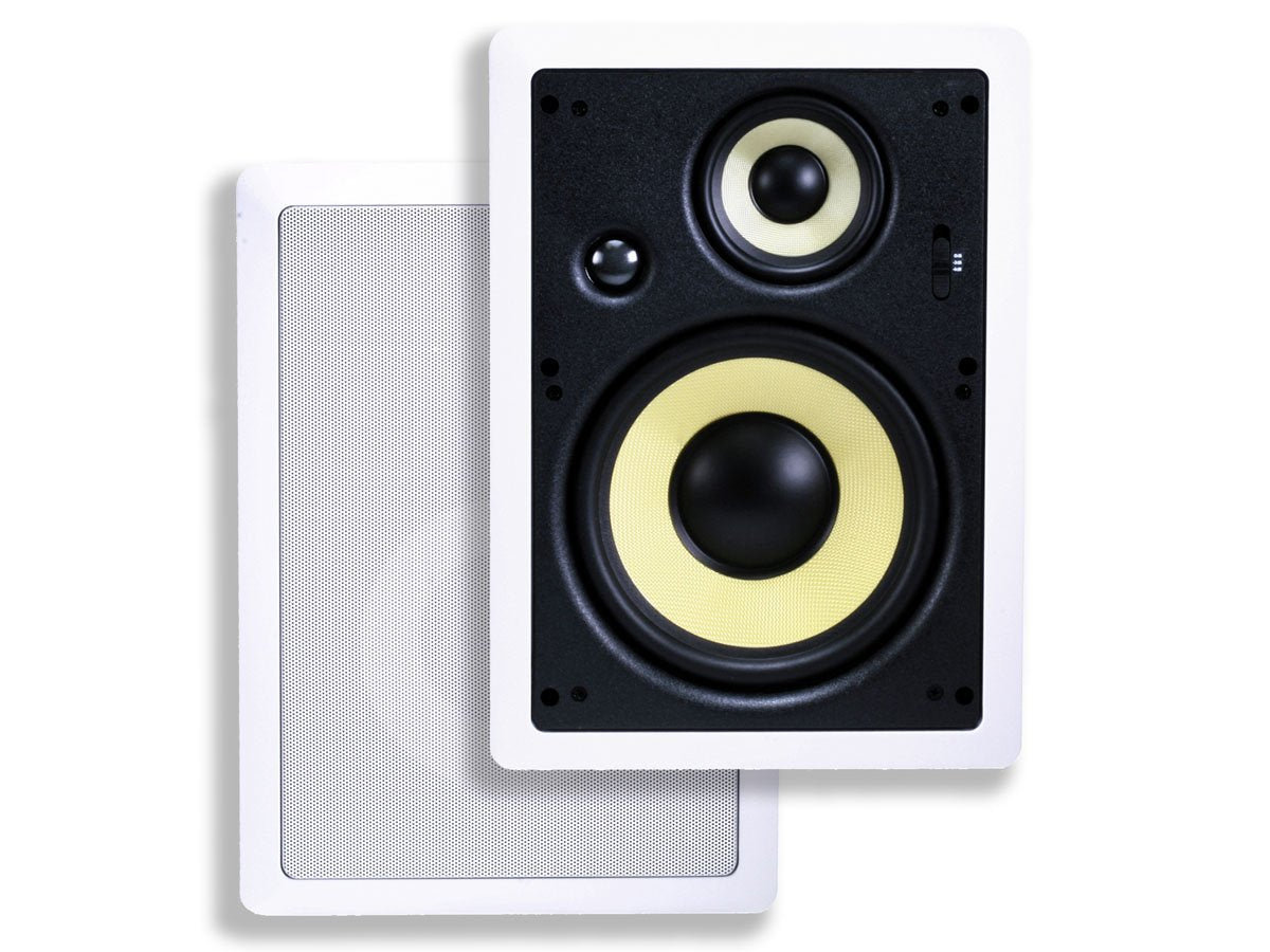 Monoprice 3 Way Fiber In Wall Speakers   8 Inch (Pair) With Removable And Paintable Grille   Caliber Series