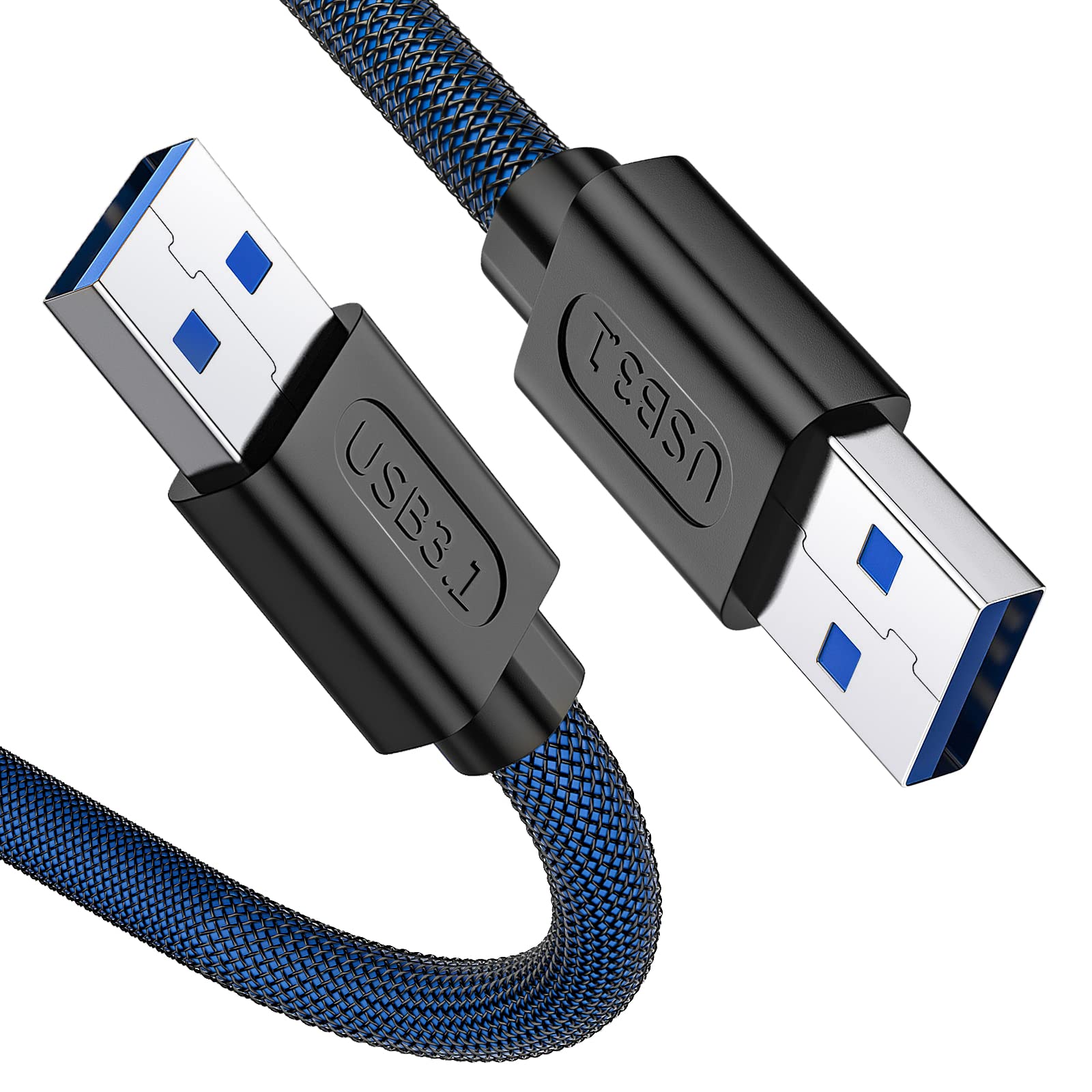 Andtobo Usb 3.0 A To A, 3.3 Ft, Male To Male Cable Double End Usb Cord Compatible With Hard Drive Enclosures Dvd Player Laptop Cooler   Blue