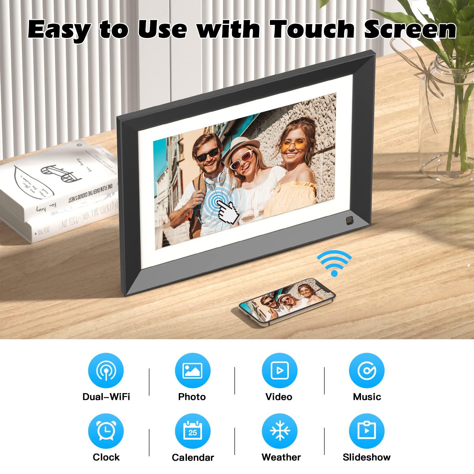 Fullja 11 Inch Wifi Digital Photo Frame   Smart Digital Picture Frame, 16Gb, Motion Sensor, Full Function, Sharing Photos And Vi