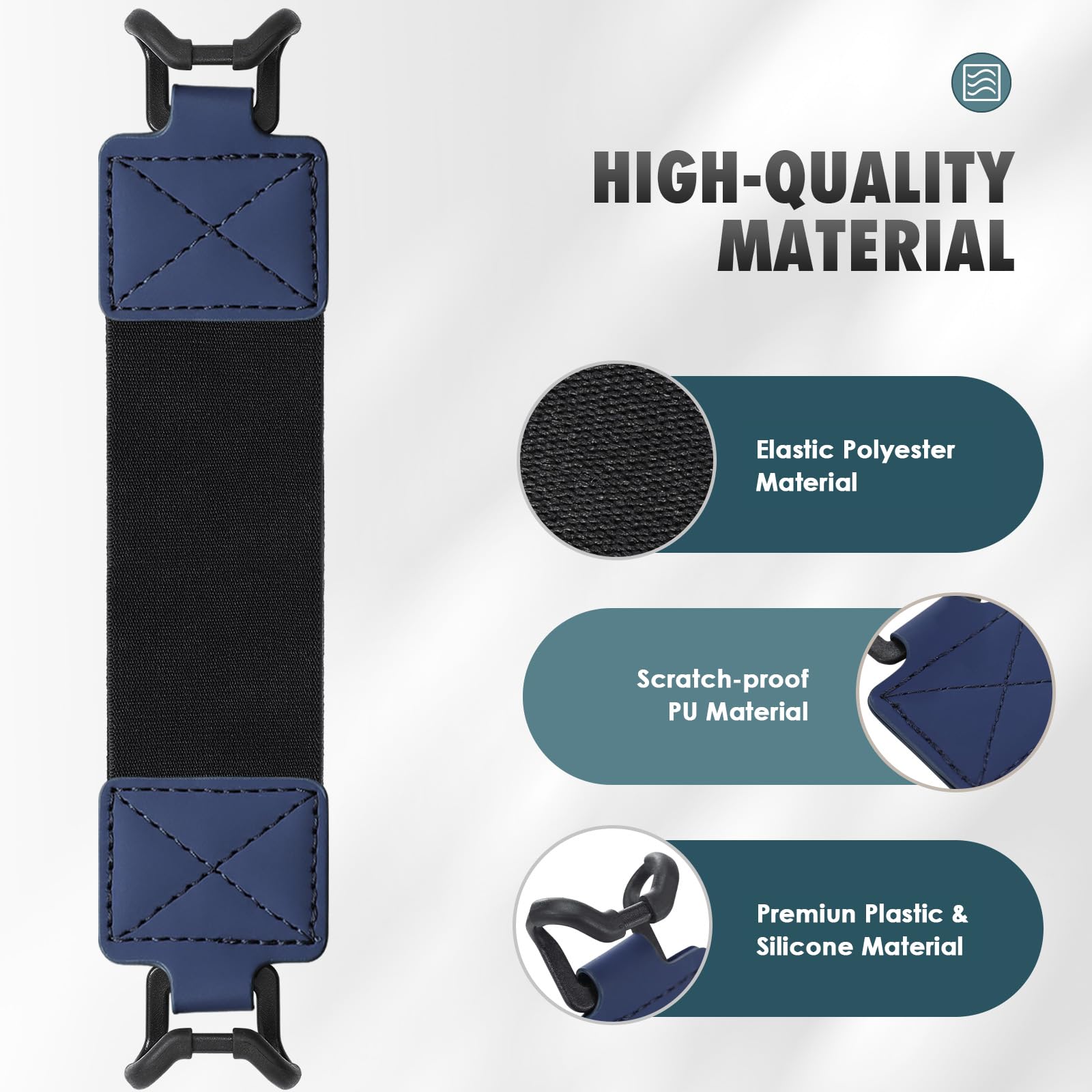 MoKo Security Hand Strap for 9 11 Inch Tablet, iPad/iPad Pro/iPad Air/Kindle Fire HD/Samsung, High Elasticity Versatile Hand Strap Lightweight Finger Grip Holder, Black Belt, Indigo