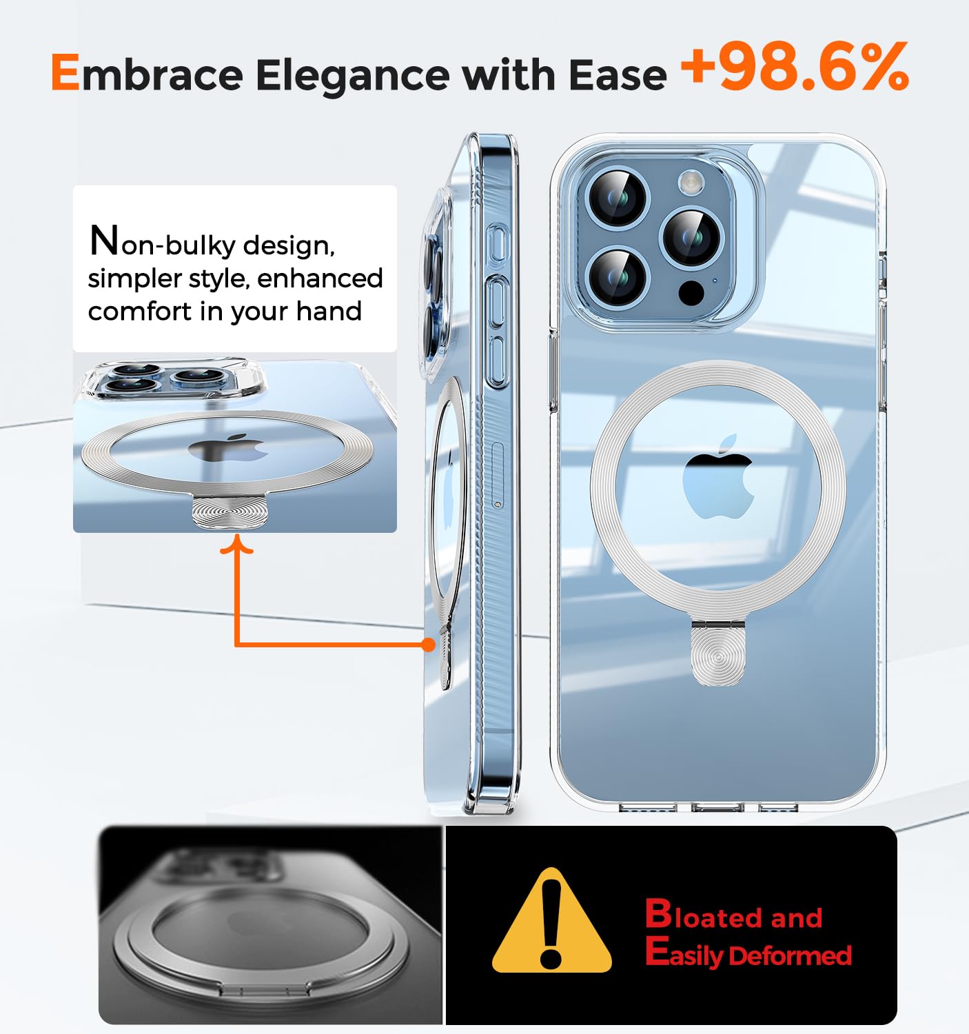 Tlikemiss [Cd Ring Compatible With Magsafe Invisible Stand] Magnetic For Iphone 15 Pro Max Case, [Clear Bumper Non Yellowing][Lo