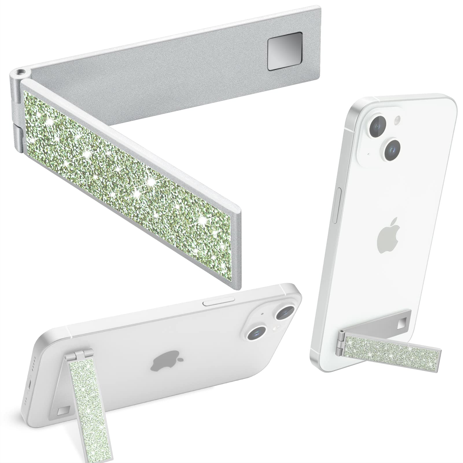 OBHEI Mini Phone Kickstand, Folding Invisible Portable Metal Cell Phone Stand Holder for Desk, Compatible with iPhone, Samsung a