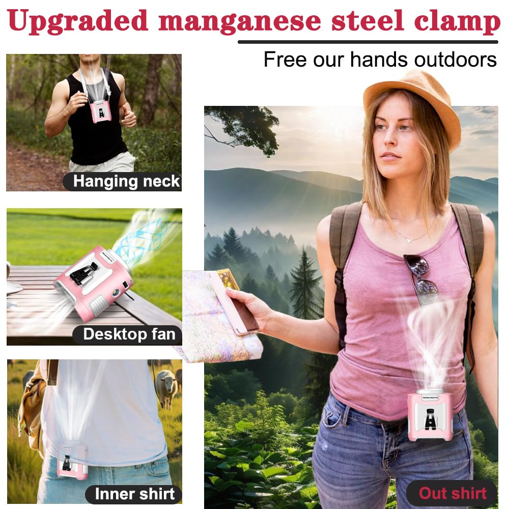 Cazokasi 2024 Upgrade 10000Mah Waist Clip Fan Wearable Fan Portable Personal Body Fan Powerful Upto 40H Cooling And Heatstroke P