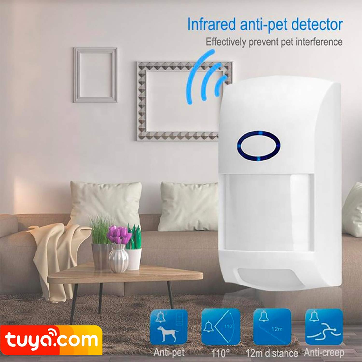 Wireless Smart Motion Sensor: Pir Motion Detector Alert, Wifi Infrared Home Security Alarm System, Tuya App Control, No Hub Requ