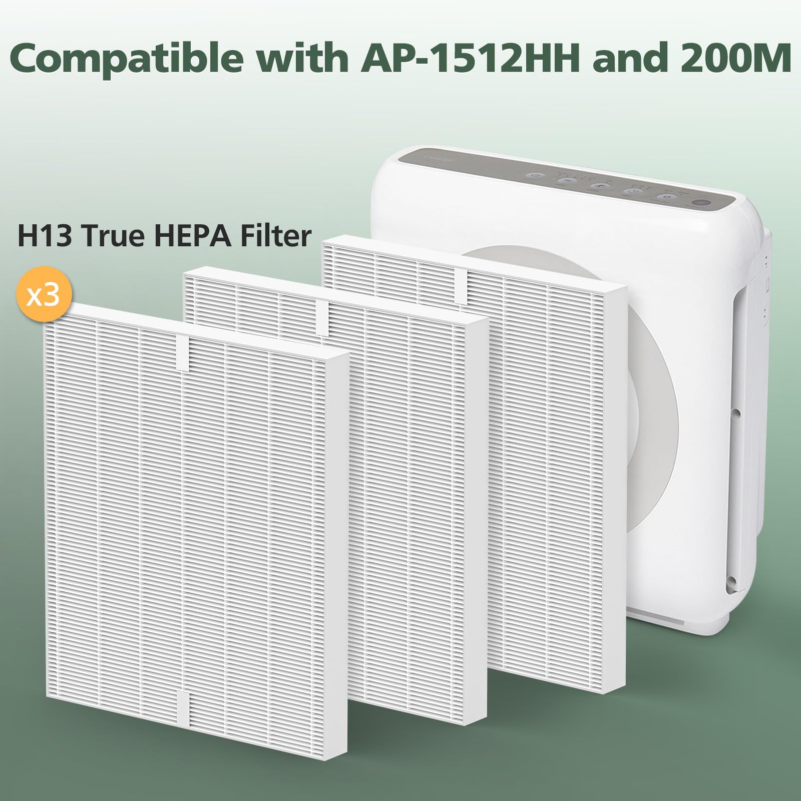 Ap 1512Hh Filter Set Replacement For Coway Airmega Ap 1512Hh And 200M Air Purifi Ers, 3 True Hepa Filters Only, Compared To Part