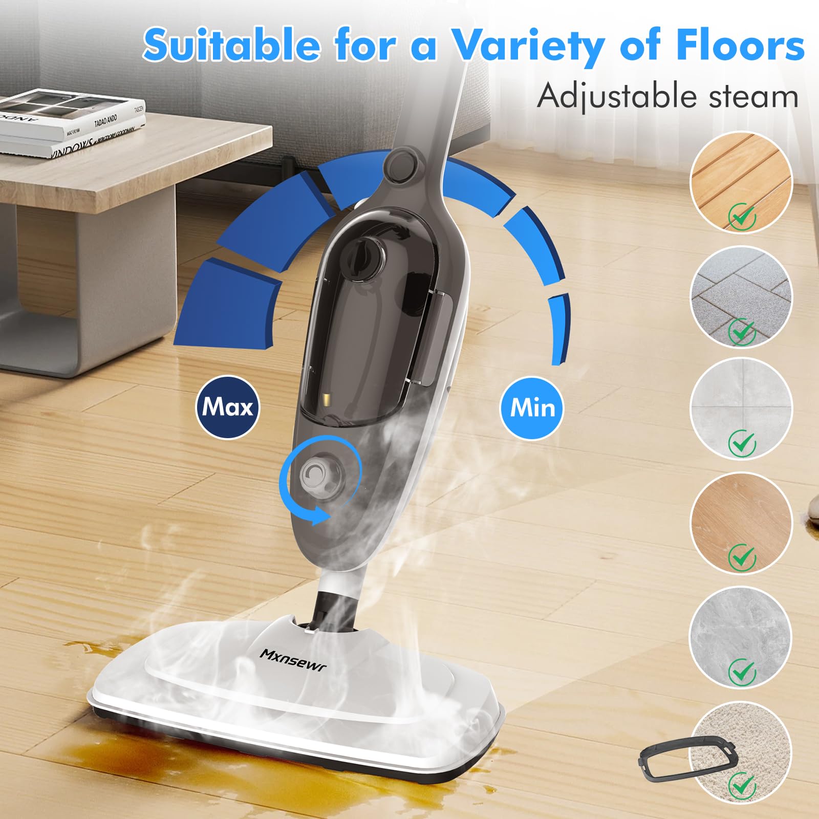Steam Mop   All In One Powerful Handheld Steam Cleaner Detachable Floor Steamer With 11 Accessories, Multipurpose Steamer For Ha