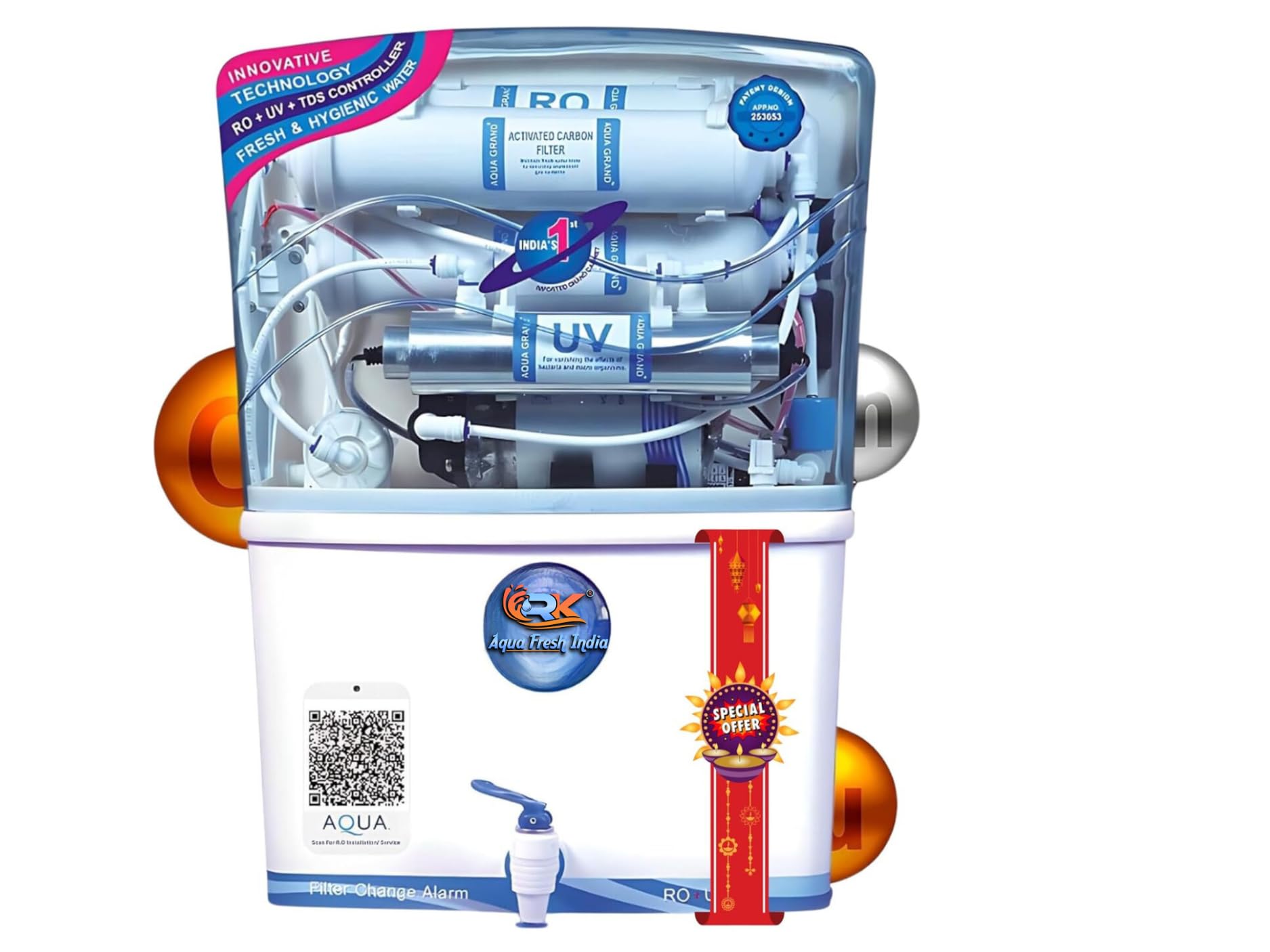 Rk Aqua Fresh India Ro Domestic Water Purifier (Ro+ Led Uv+ Orc Copper+ High Tds Membrane+ Tds) Automatic, Best For Home/Office