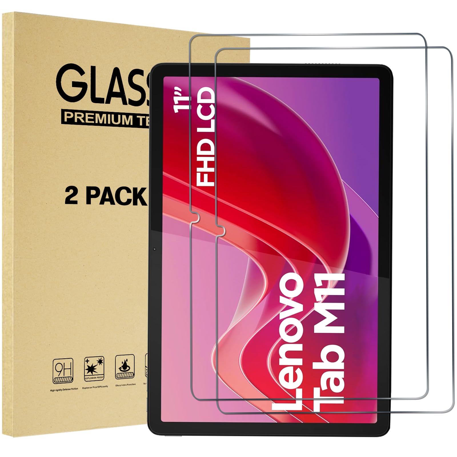 Procase 2 Pack Screen Protector For Lenovo Tab M11/Tab K11 Lte 2024, Tempered Glass Film Guard For Lenovo 11� Tab M11/Tab K11 Lte 2024 Release