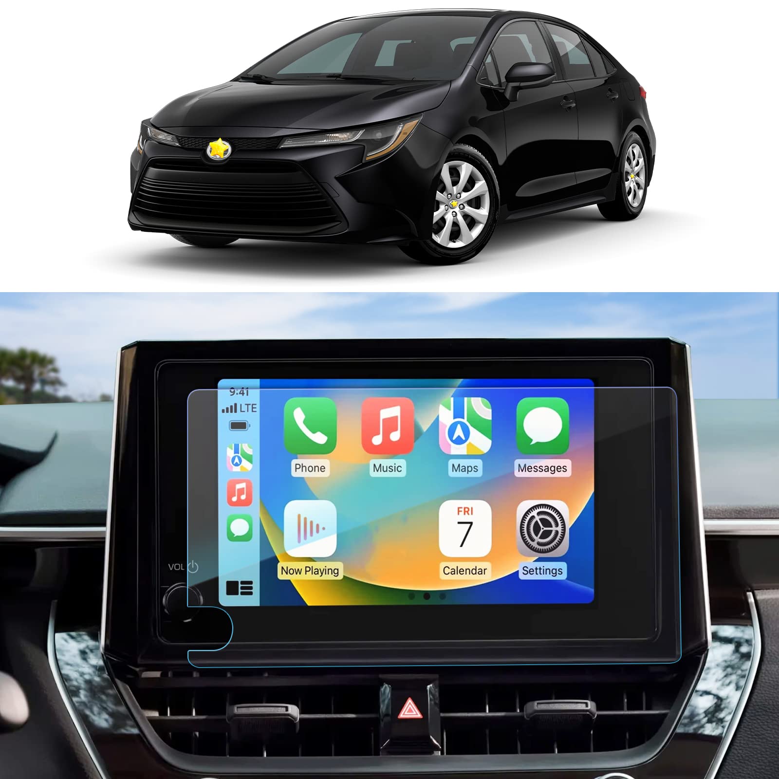 Sktu 2023 2024 Toyota Corolla Screen Protector For 2023 2024 Toyota Corolla/Corolla Hatchback/Gr Corolla/Corolla Hybrid/Corolla Cross 8 Inch Navigation Display Screen Toyota Corolla 2024 2023 Accessories [Tempered Glass, 9H Hardness, Hd Clear]