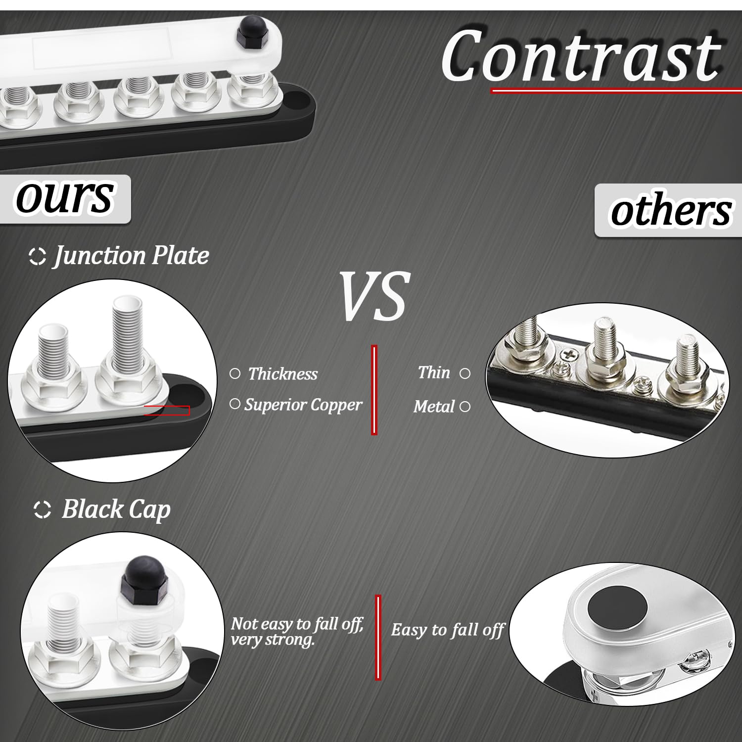 Maierke 250A Bus Bar 12V Marine 6 X 5/16'' (M8) Terminal Studs 12V 48V Power Distribution Block With Cover,With 6Pcs Battery Lug