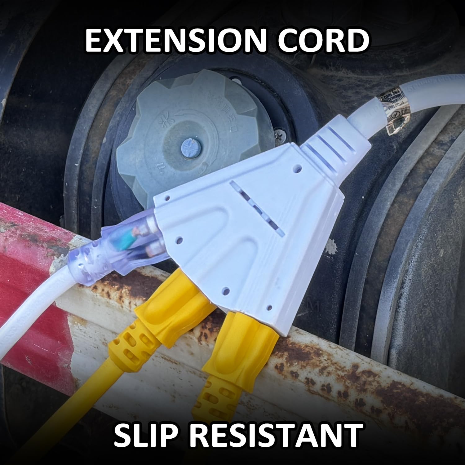 Yojoe 3 Outlets Indoor Outdoor Extension Cord, 3 Prong 13A Weatherproof Power Cord Multiple Outlets, 16 Gauge Heavy Duty 8 Ft Wh