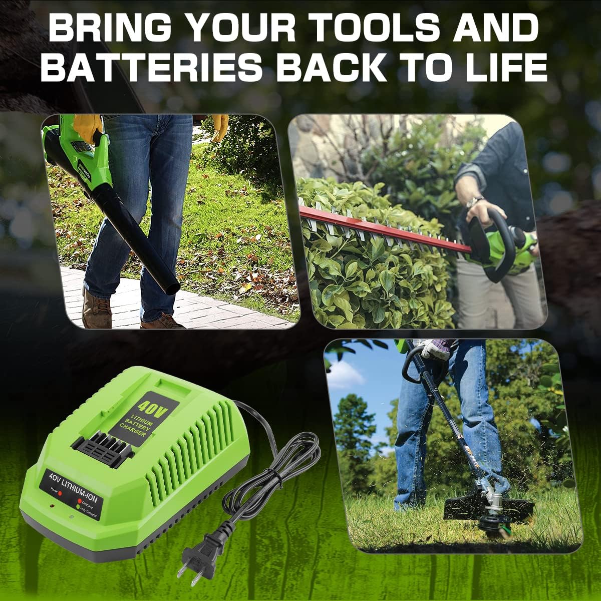 Powilling Replacement Charger Compatible With Greenworks 40V Battery Charger Lithium Ion 29482 29462 29472 2901319 2938302 Baf70