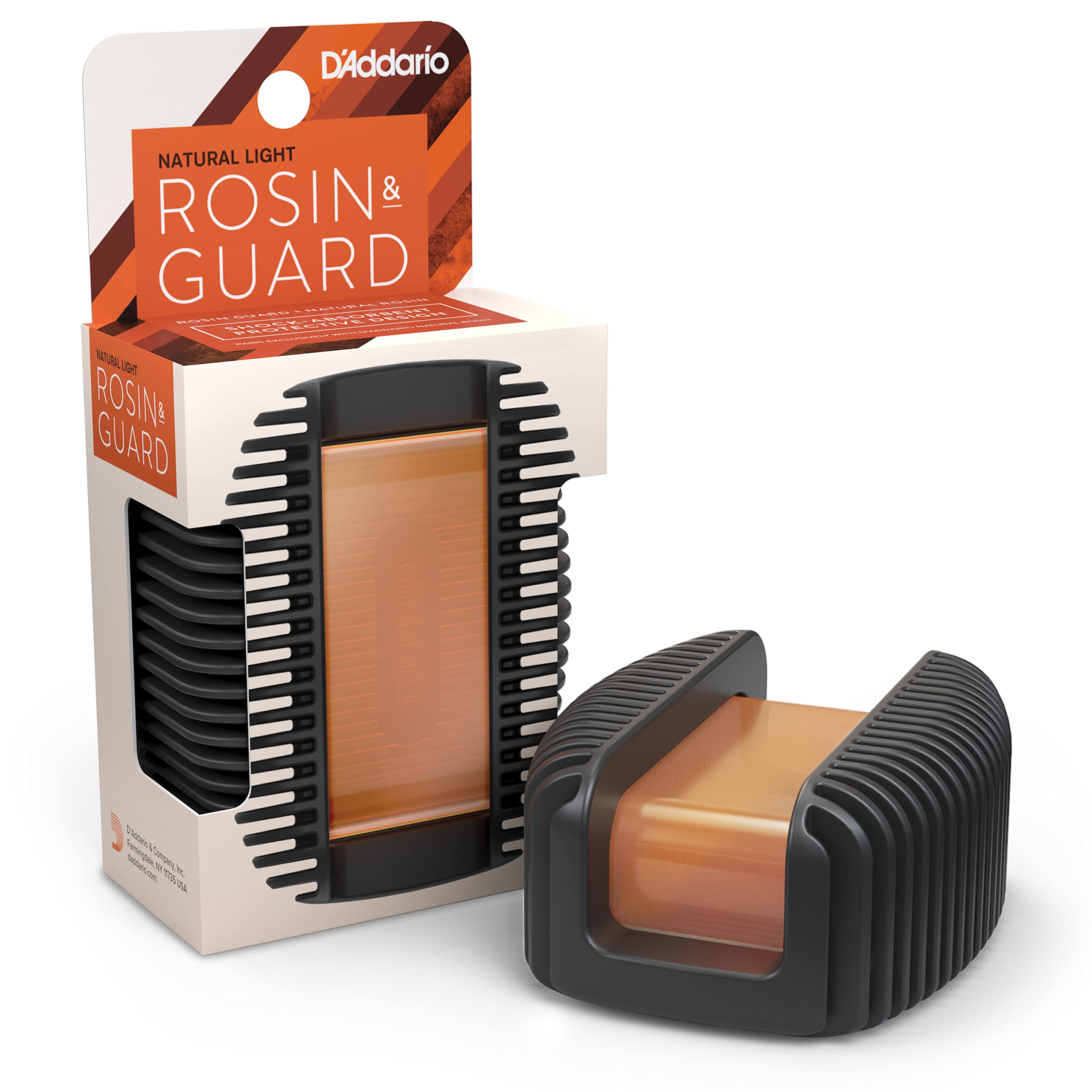 D'Addario Violin Rosin Guard With Light Rosin   Rosin For Violin, Cello, Viola, Double Bass   Shock Absorbent   Magnetic Attachm