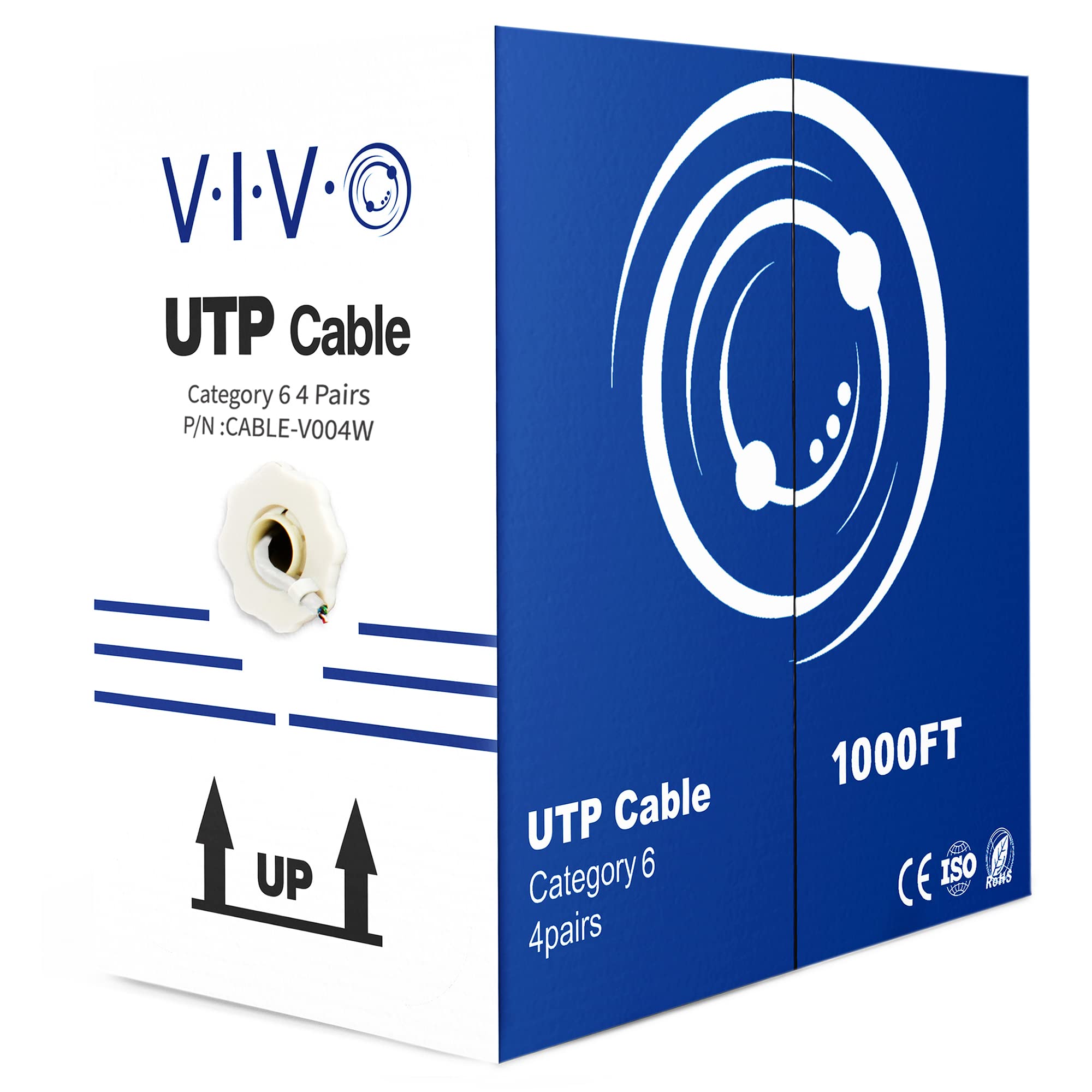 VIVO 1,000ft Bulk Cat6, CCA Ethernet Cable, 23 AWG, UTP Pull Box, Cat 6 Wire, Indoor, Network Installations, White, CABLE V004W