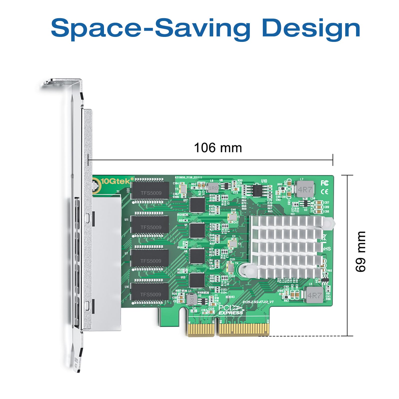 2.5Gbase T Pcie Nic With Realtek Rtl8125 Chip, 2.5Gb Network Card, 2500/1000/100 Mbps,Quad Rj45 Ports, Pcie X4, Ethernet Card Fo