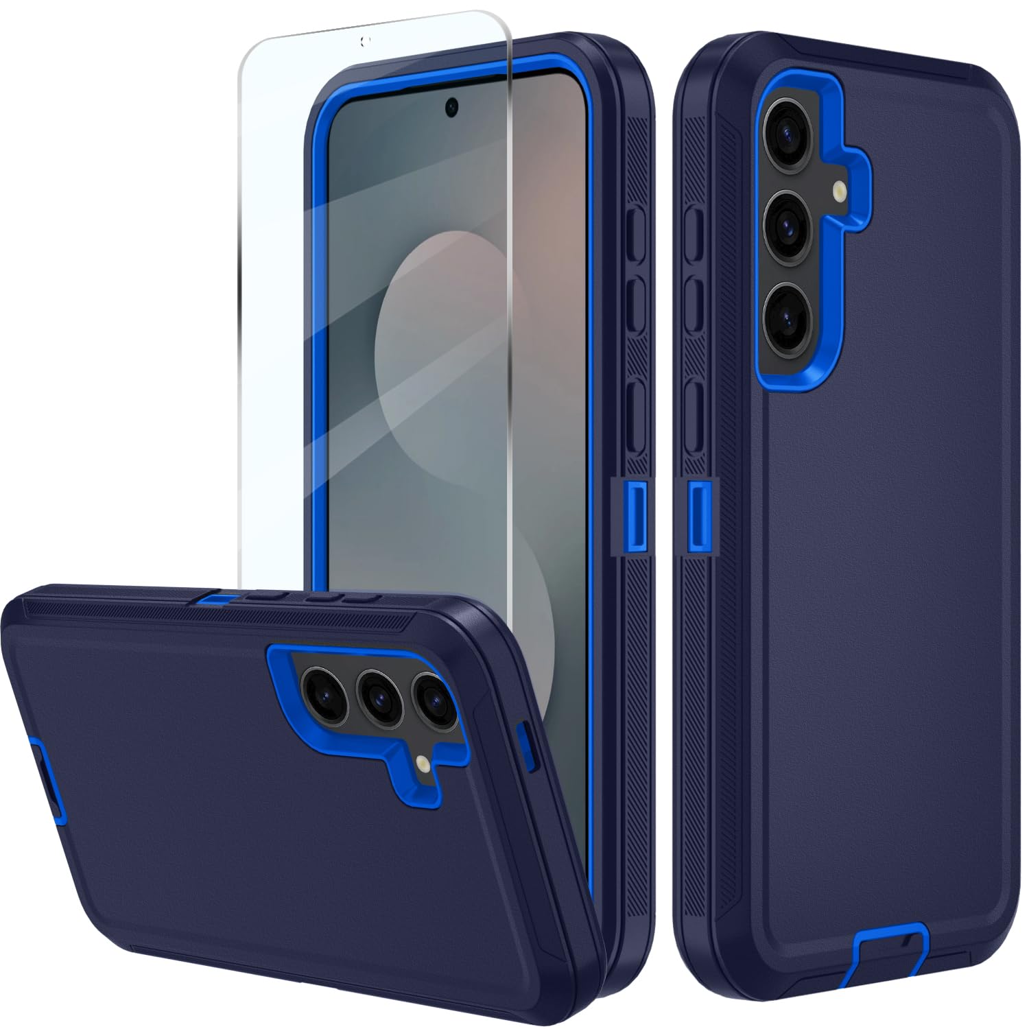 muitq for Samsung Galaxy S25 FE Case, Heavy Duty case, [Glass Screen Protector] [Military Grade Protective ] [Shockproof] [Dropp