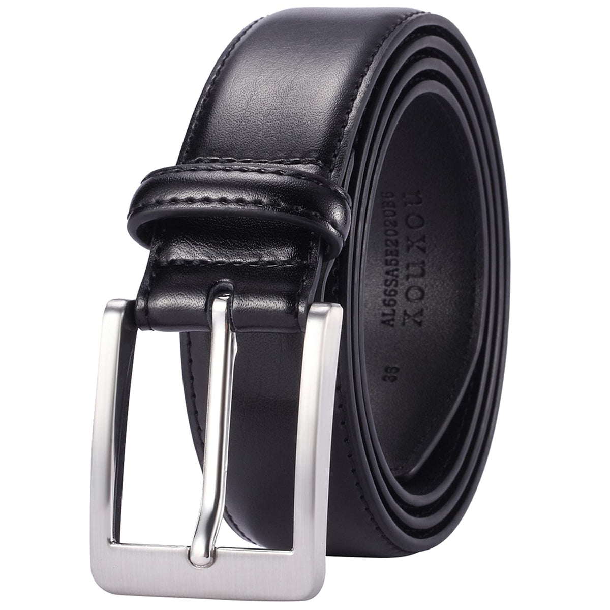 Xouxou Mens Casual Leather Jeans Belts Classic Work Business Dress Belt With Prong Buckle For Men (Black (S101), 46 (Waist 44))
