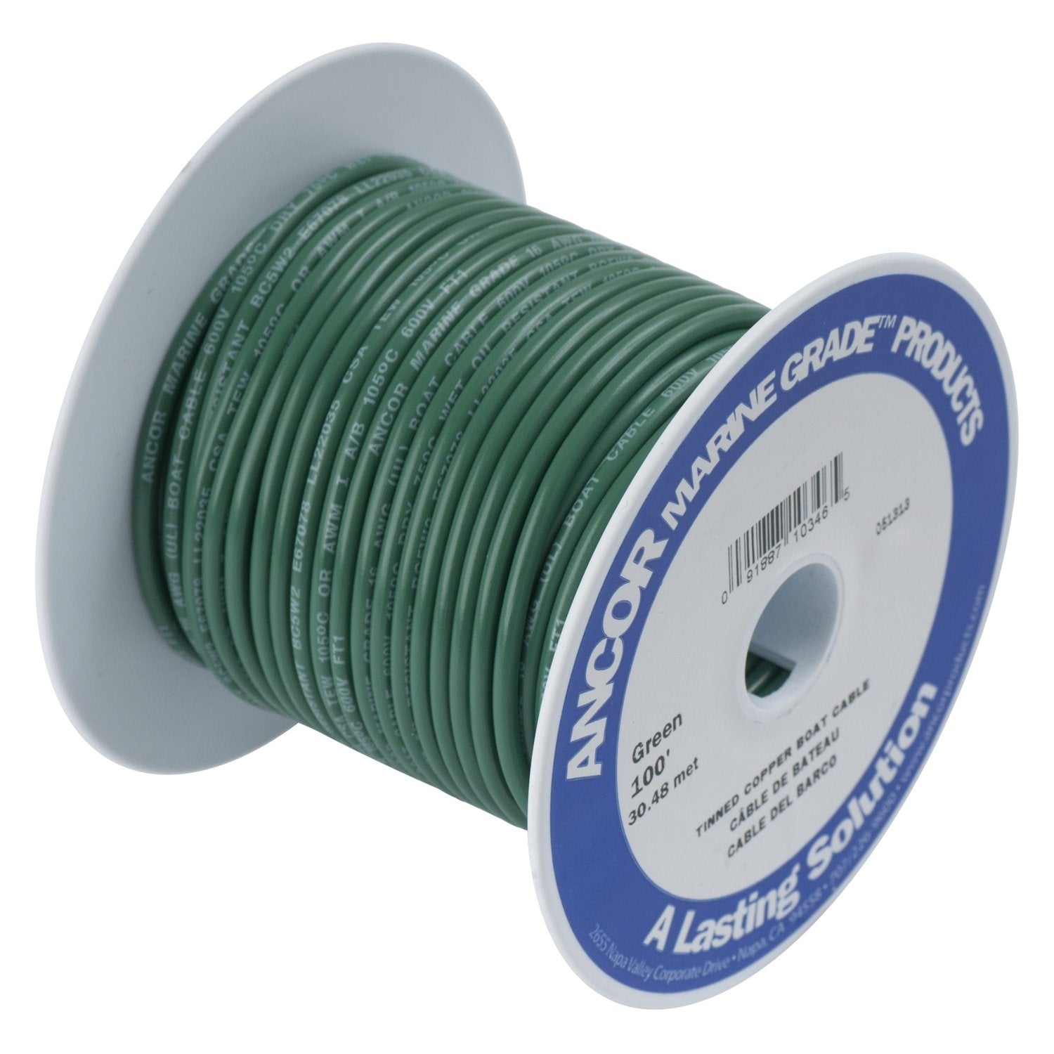 Ancor 100399 Marine Grade Electrical Primary Tinned Copper Boat Wiring (18-Gauge, Green, 1000-Feet),WBHDWB000NV0GB4