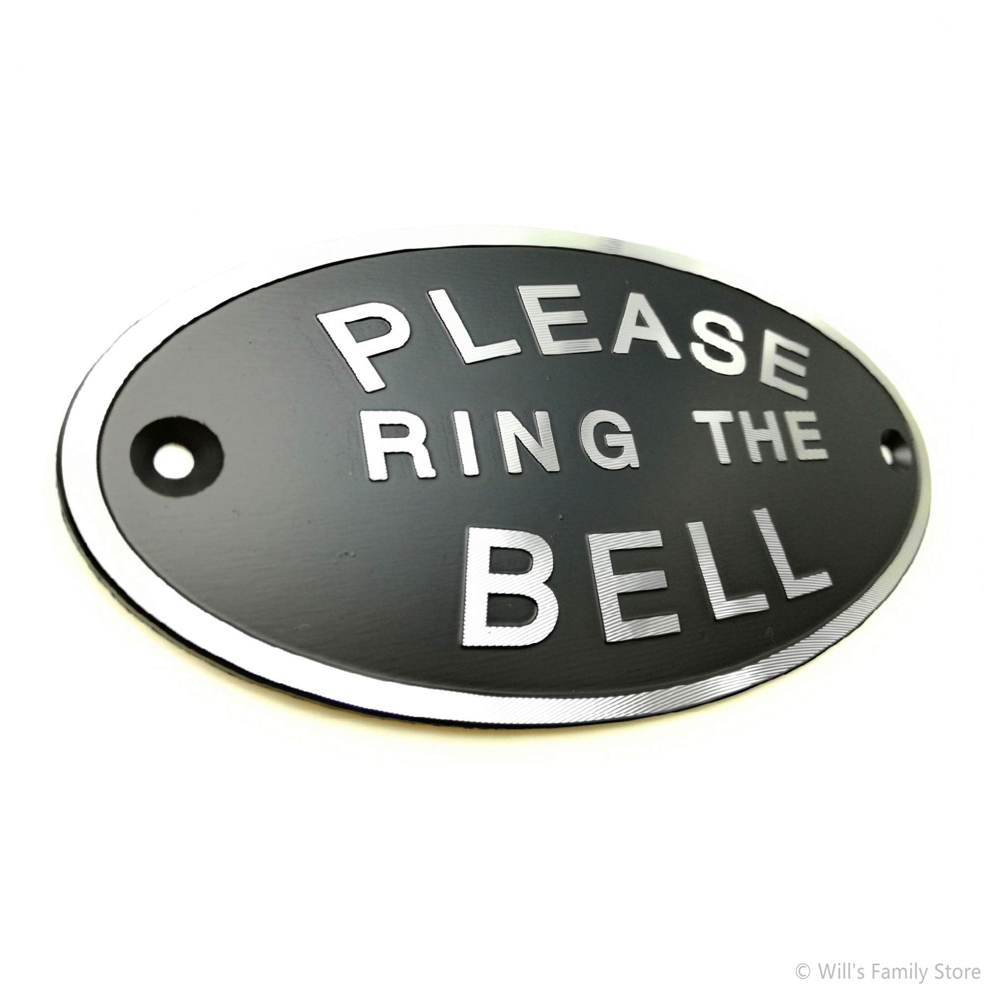 Please Ring The Bell Aluminium Doorbell Sign With Screws Black And Silver 5.5X2.7 Inch
