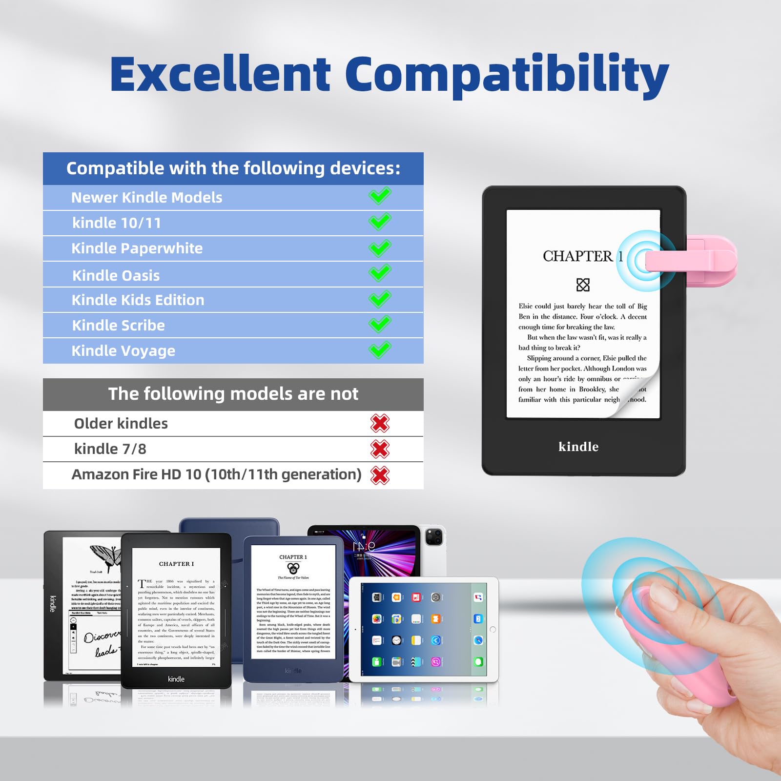 Page Turner For Kindle Paperwhite Oasis Remote Control Clicker For Kindle App For Ipad Kindle Accessories (Pink)