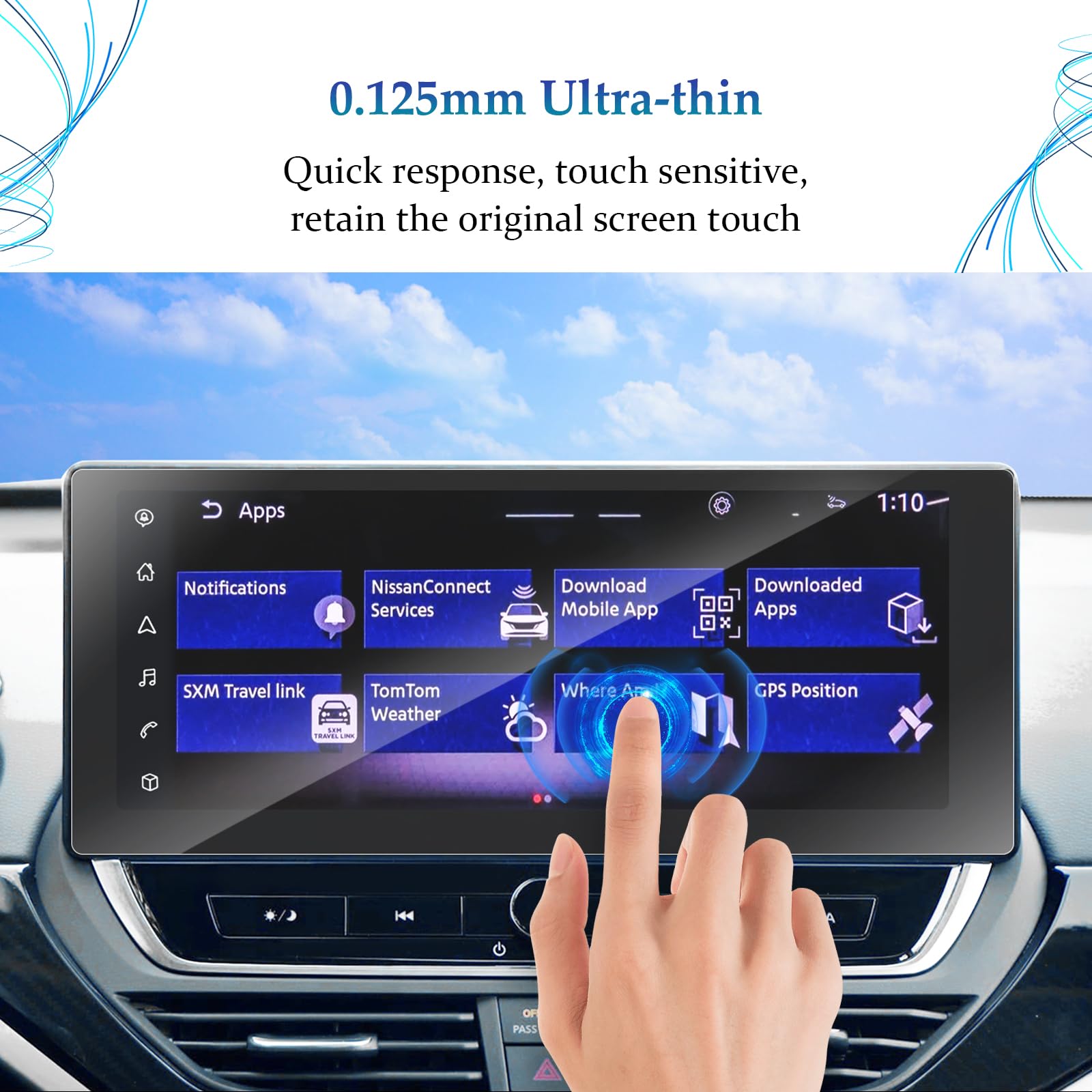 Sktu (2Pcs 2023 2024 2025 Altima Screen Protector For 2023 2025 Nissan Altima 12.3 Inch Navigation High Clarity Anti Scratch 2024 Altima Accessories