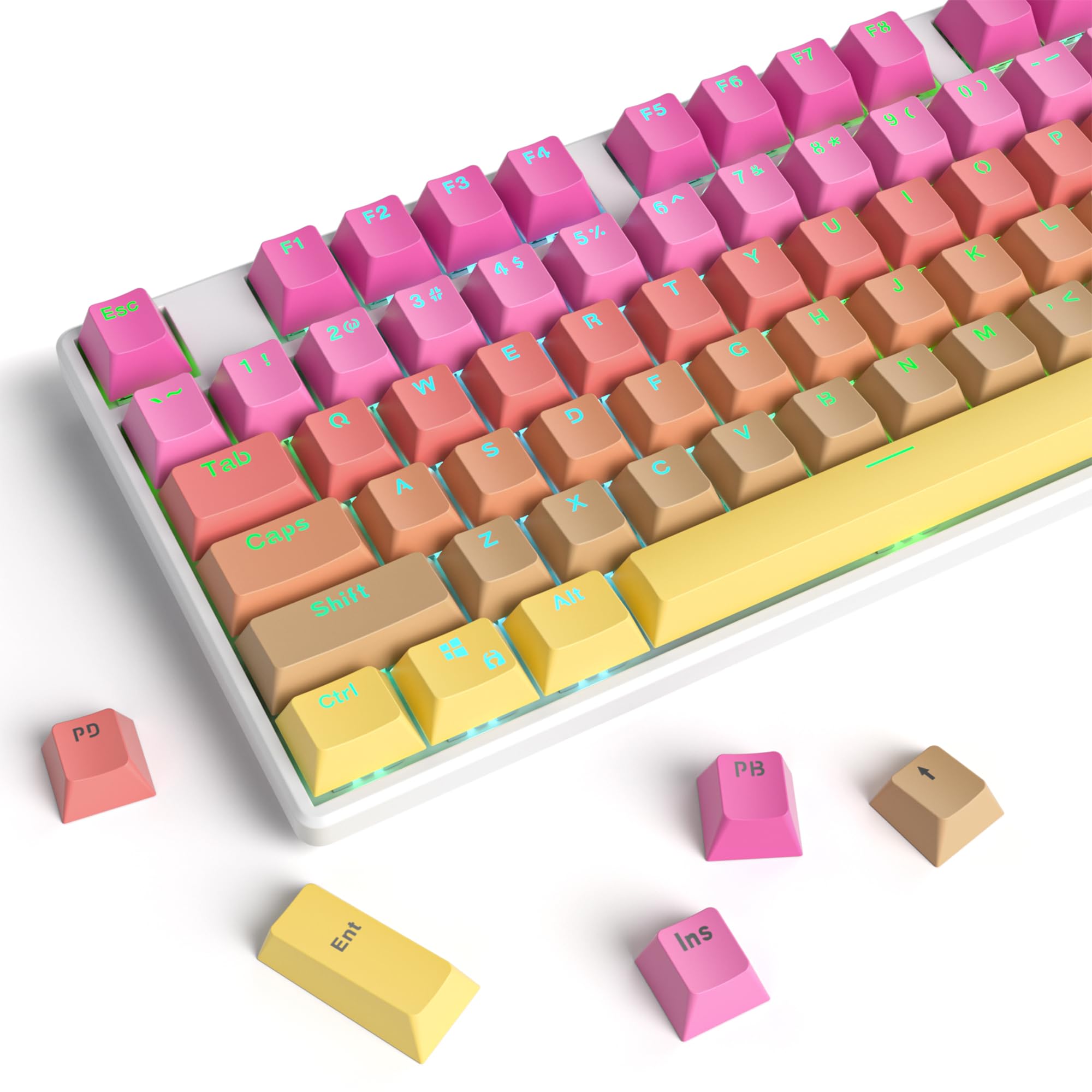 Ussixchare Gradient Keycaps, Pbt Double Shot 104 Keys Keycaps, Oem Profile Custom Keycaps Set For 61/87/104 Cherry Gateron Mx Sw
