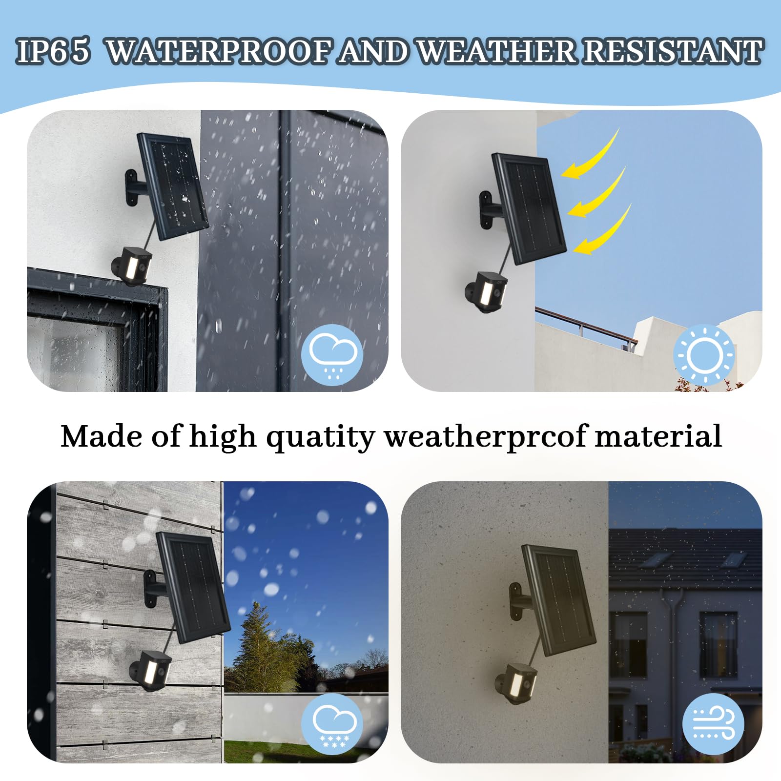 Bobuy Solar Panel Charger For Ring Cameras, 5V Solar Charger, Compatible With Ring Spotlight Cam/Ring Stick Up Cam And Outdoor W